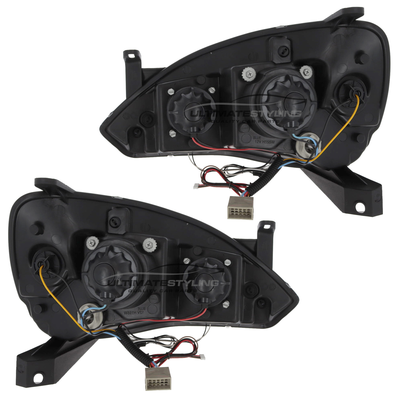 Vauxhall Corsa C 2000-2006 Headlights Black Inner LED DRL Projector Xenon Look