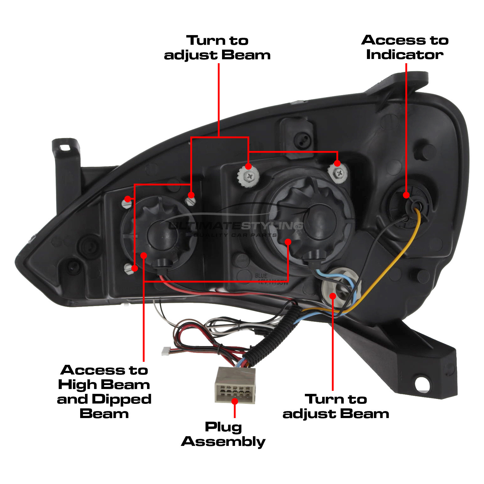 Vauxhall Corsa C 2000-2006 Headlights Black Inner LED DRL Projector Xenon Look