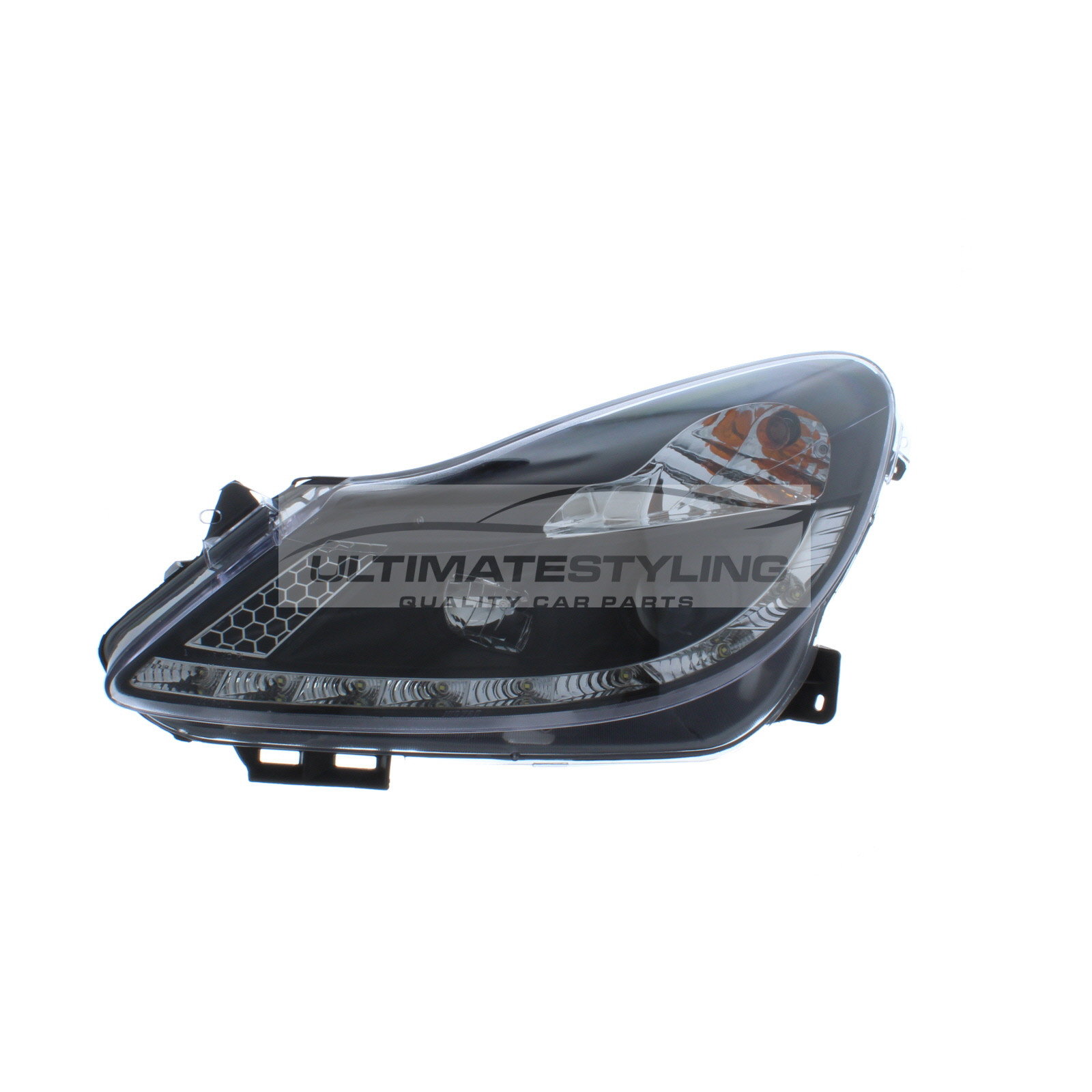 Vauxhall Corsa D 2006-2011 Upgrade Headlights LED DRL Black Inner Projector Xenon Look