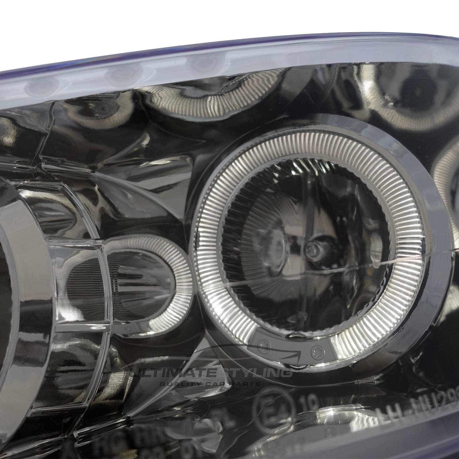 Peugeot 207 2006-2015 Upgrade Headlights Chrome Inner Angel Eyes Halo and DRL Projector Xenon look