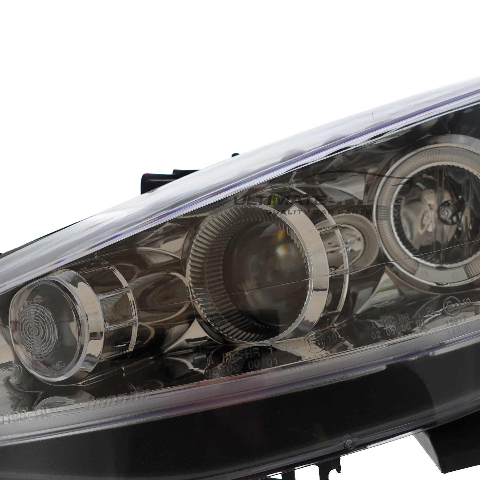 Peugeot 207 2006-2015 Upgrade Headlights Chrome Inner Angel Eyes Halo and DRL Projector Xenon look