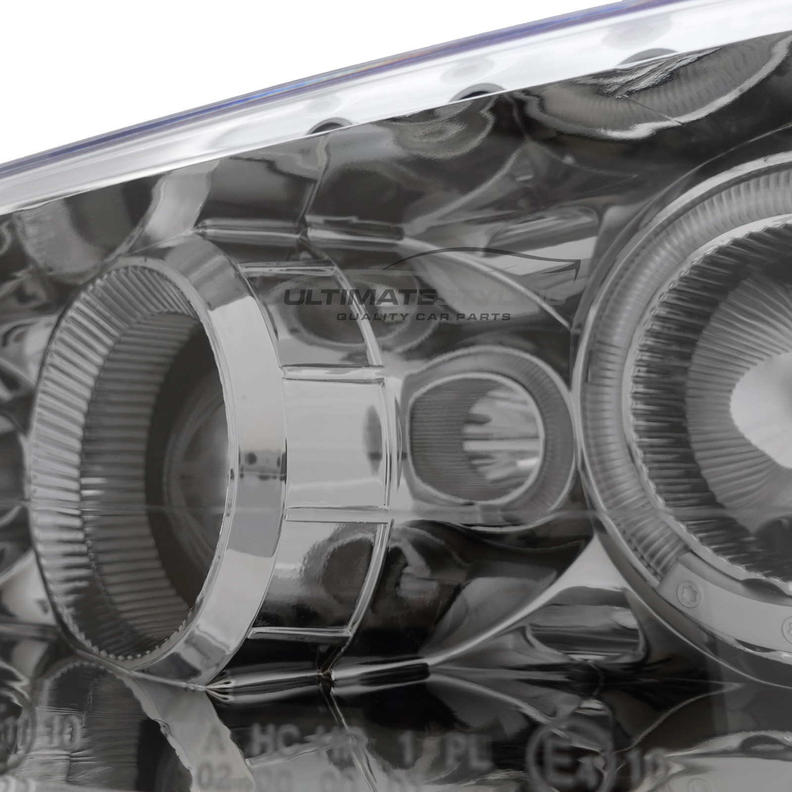 Peugeot 207 2006-2015 Upgrade Headlights Chrome Inner Angel Eyes Halo and DRL Projector Xenon look