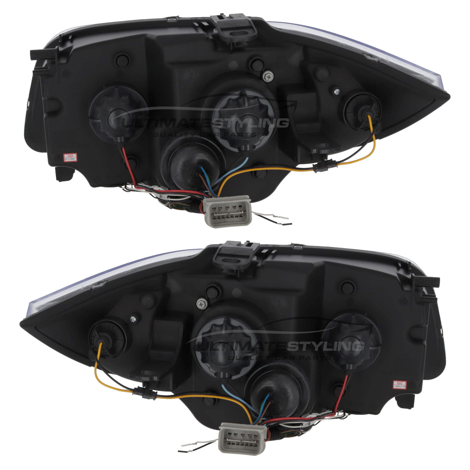 BMW 1 Series E87 5 Door Hatchback & E81 3 Door Hatchback 2004-2012 / E88 Cabriolet & E82 Coupe 2007-2014 - Upgrade Headlights Chrome Inner LED Twin Angel Eyes Halo with DRL Projector Xenon Look
