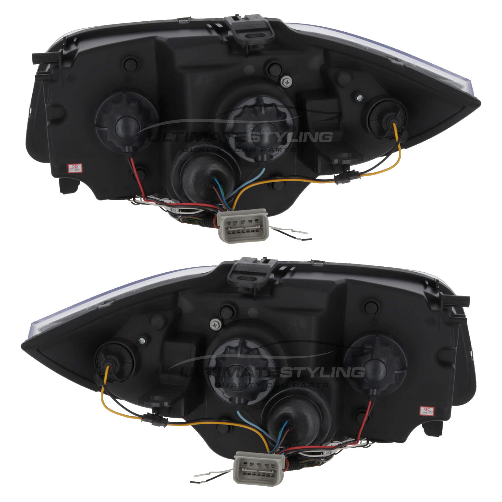 BMW 1 Series E87 5 Door Hatchback & E81 3 Door Hatchback 2004-2012 / E88 Cabriolet & E82 Coupe 2007-2014 - Upgrade Headlights Black Inner Twin Angel Eyes Halo LED With DRL Projector Xenon Look