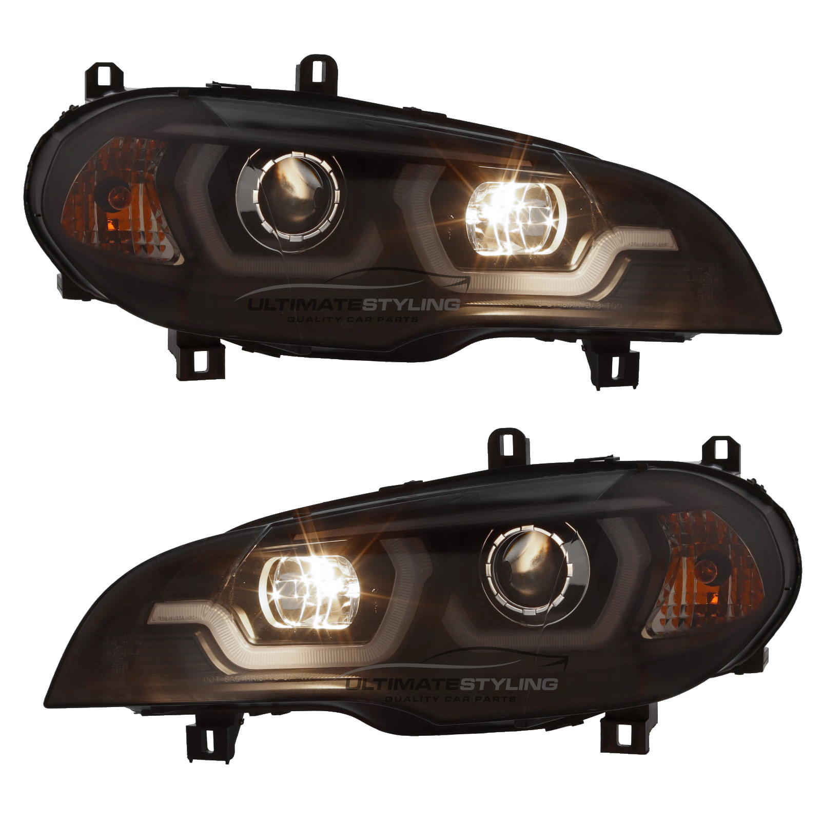 BMW X5 E70 2007-2013 Upgrade Headlights Chrome Inner LED Lightbar DRL Projector Xenon Look