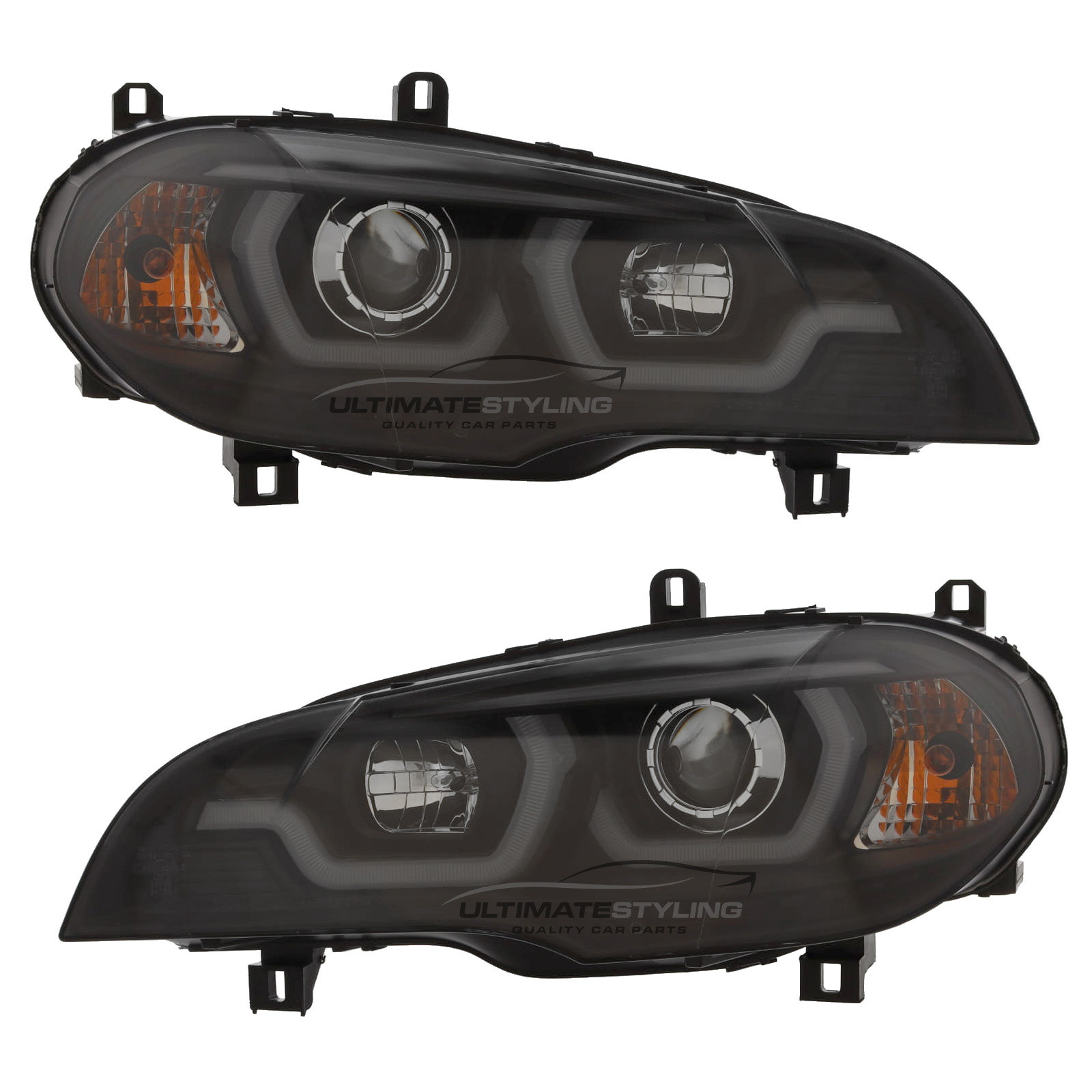 BMW X5 E70 2007-2013 Upgrade Headlights Chrome Inner LED Lightbar DRL Projector Xenon Look