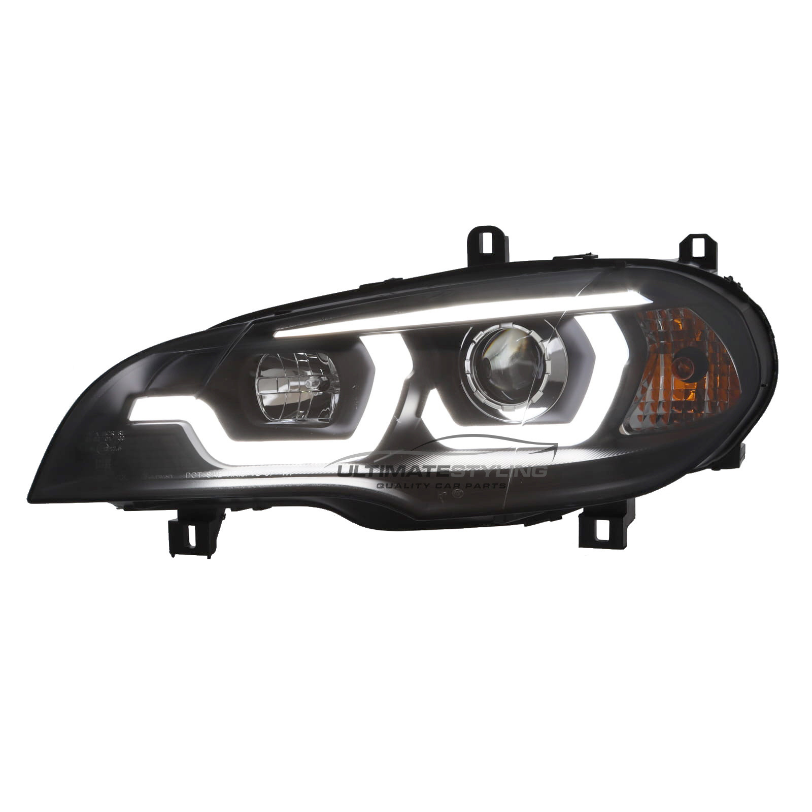 BMW X5 E70 2007-2013 Upgrade Headlights Chrome Inner LED Lightbar DRL Projector Xenon Look