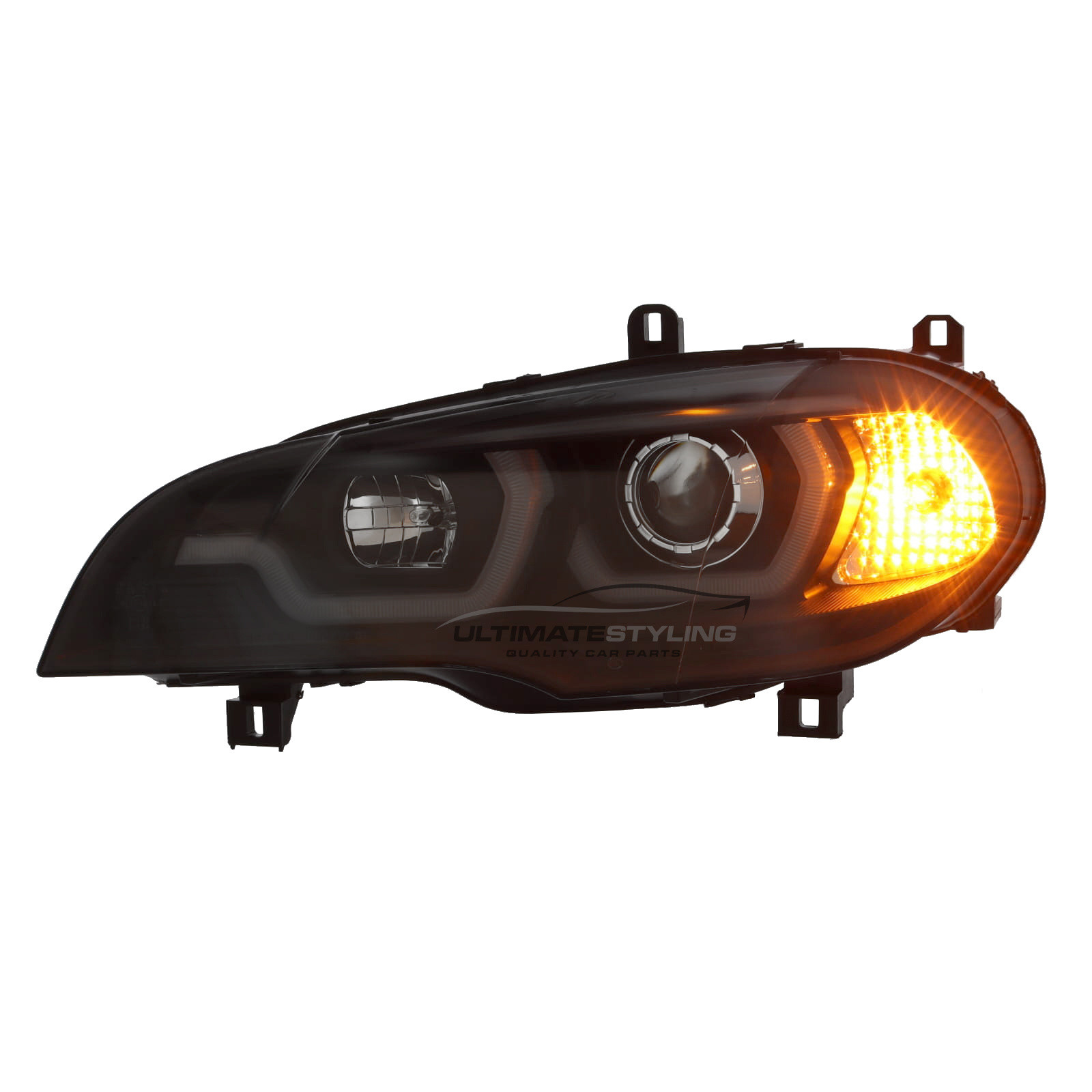 BMW X5 E70 2007-2013 Upgrade Headlights Chrome Inner LED Lightbar DRL Projector Xenon Look