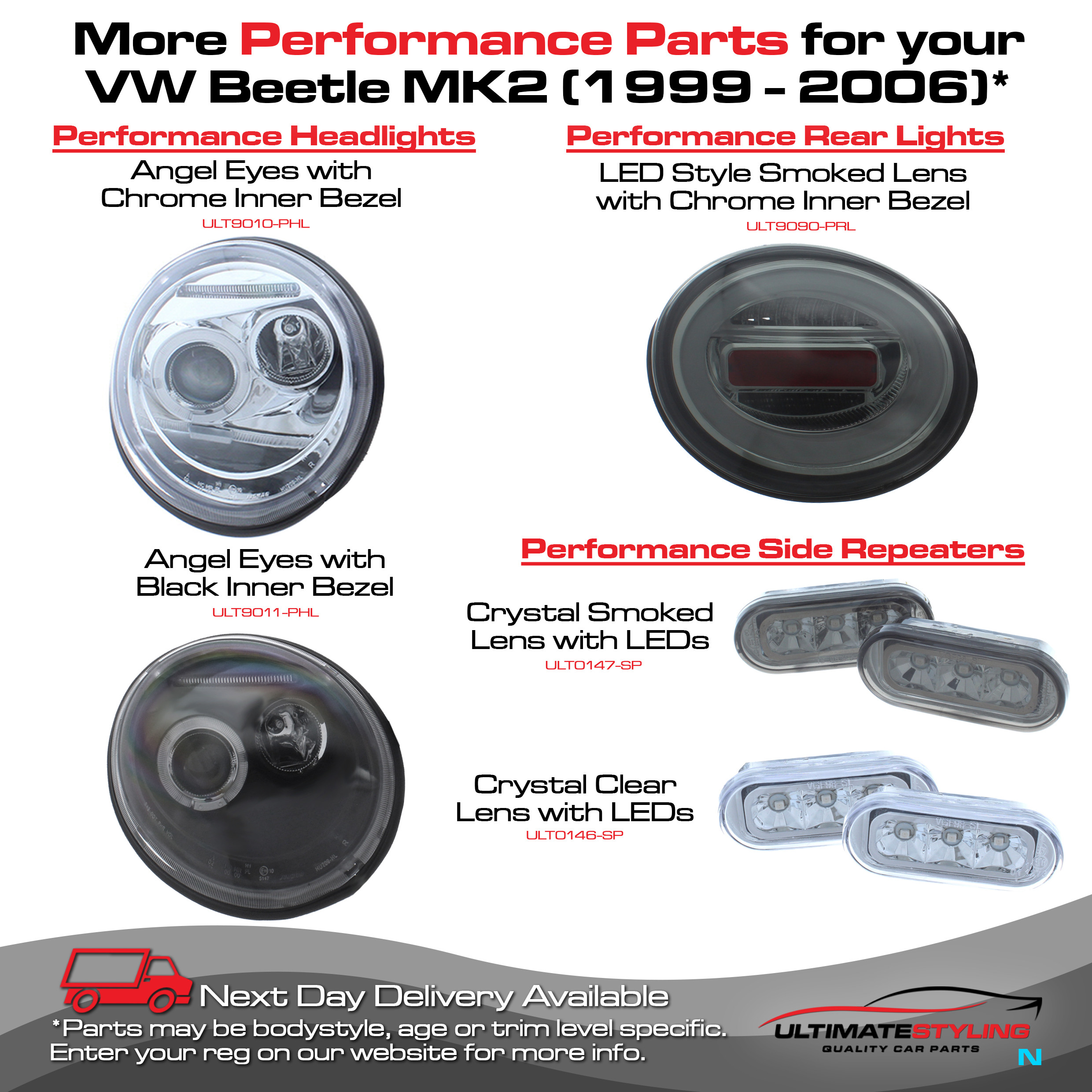 VW Beetle 1999-2006 Upgrade Headlights Chrome Inner LED Angel Eye Halo with DRL Projector Xenon Look