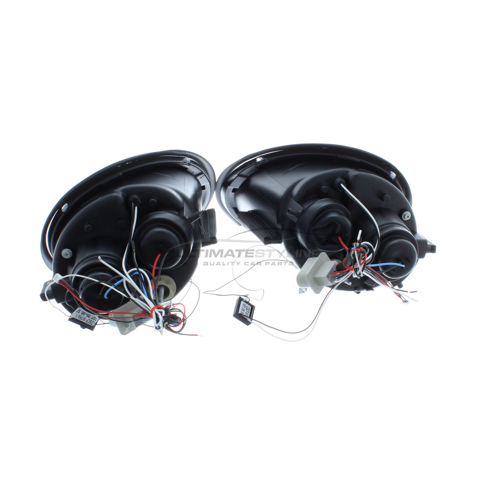 VW Beetle 1999-2006 Upgrade Headlights Chrome Inner LED Angel Eye Halo with DRL Projector Xenon Look