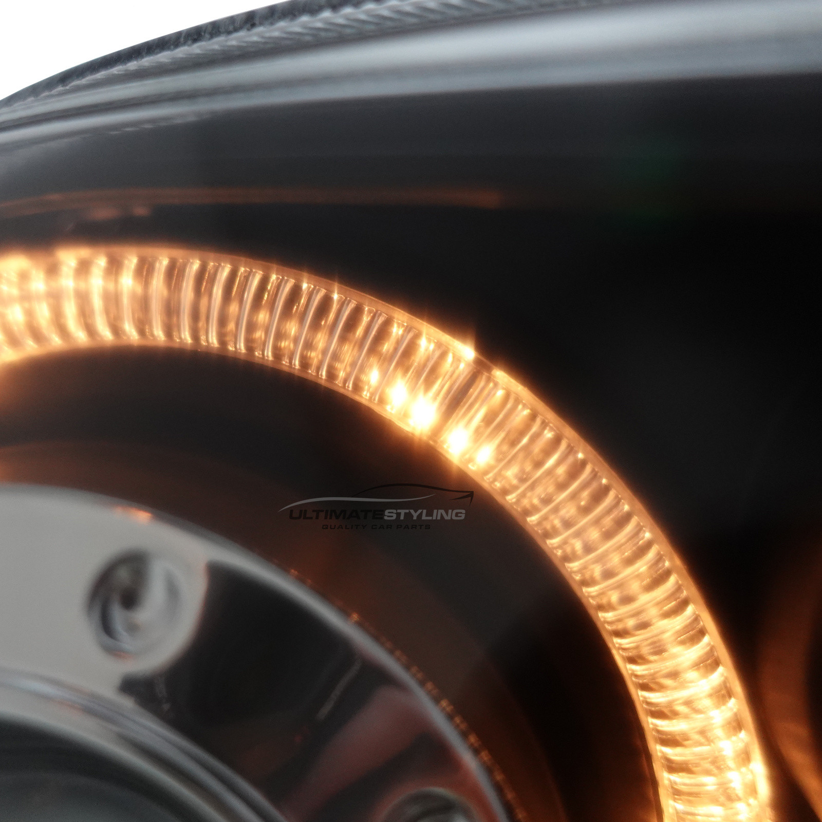 VW Golf Mk4 1997-2004 Upgrade Headlights Black Inner Twin Halo Angel Eyes Black with Fog Lights Projector Xenon Look