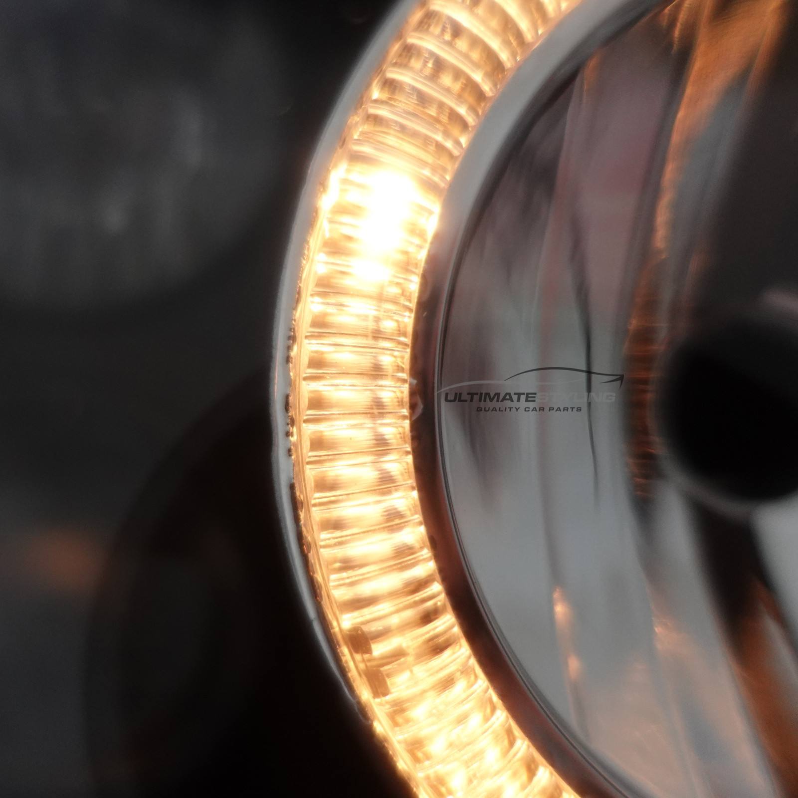 VW Golf Mk4 1997-2004 Upgrade Headlights Black Inner Twin Halo Angel Eyes Black with Fog Lights Projector Xenon Look