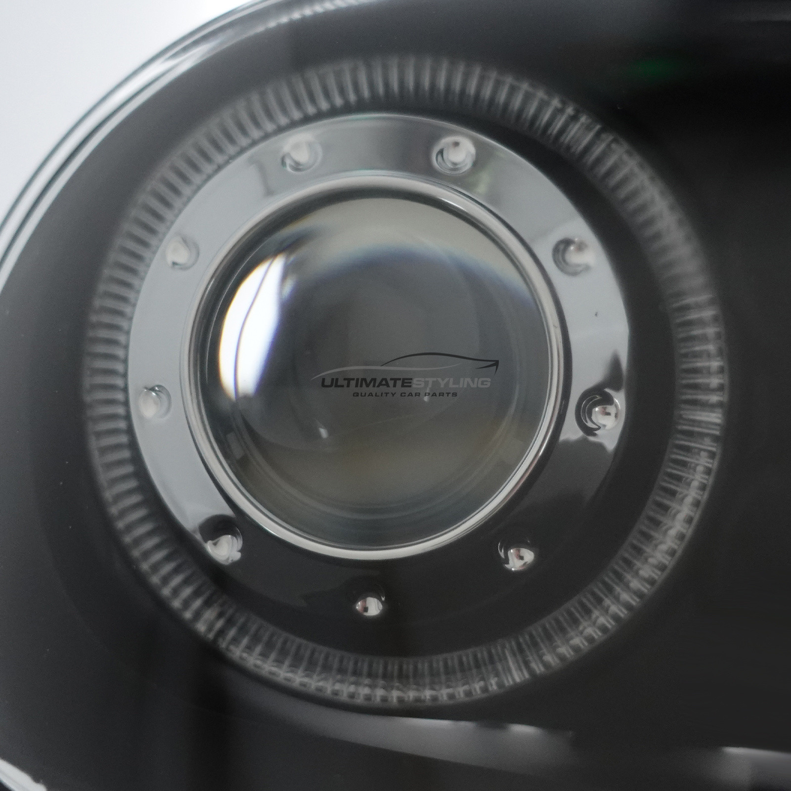 VW Golf Mk4 1997-2004 Upgrade Headlights Black Inner Twin Halo Angel Eyes Black with Fog Lights Projector Xenon Look