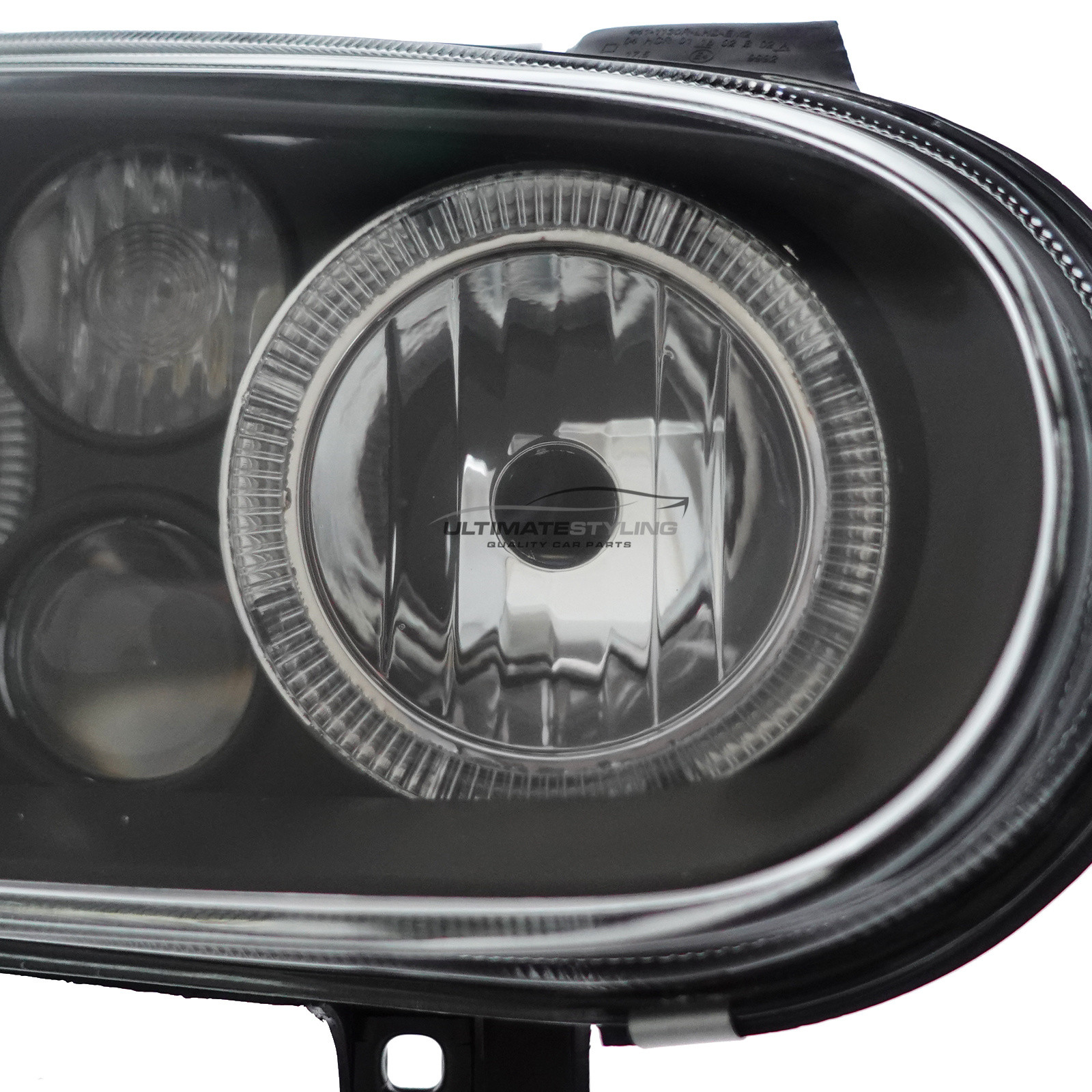 VW Golf Mk4 1997-2004 Upgrade Headlights Black Inner Twin Halo Angel Eyes Black with Fog Lights Projector Xenon Look
