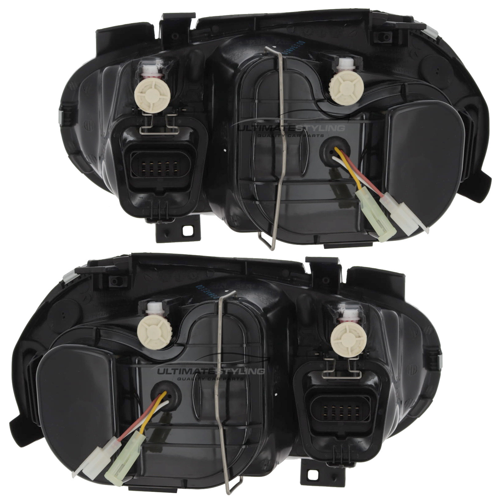 VW Golf Mk4 1997-2004 Upgrade Headlights Black Inner Twin Halo Angel Eyes Black with Fog Lights Projector Xenon Look