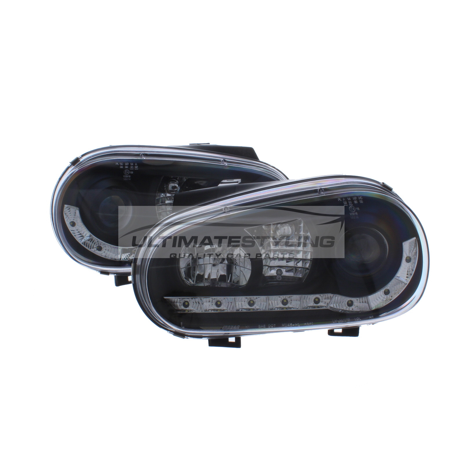 VW Golf Mk4 1997-2004 Upgrade Headlights Black inner LED DRL Projector Xenon Look