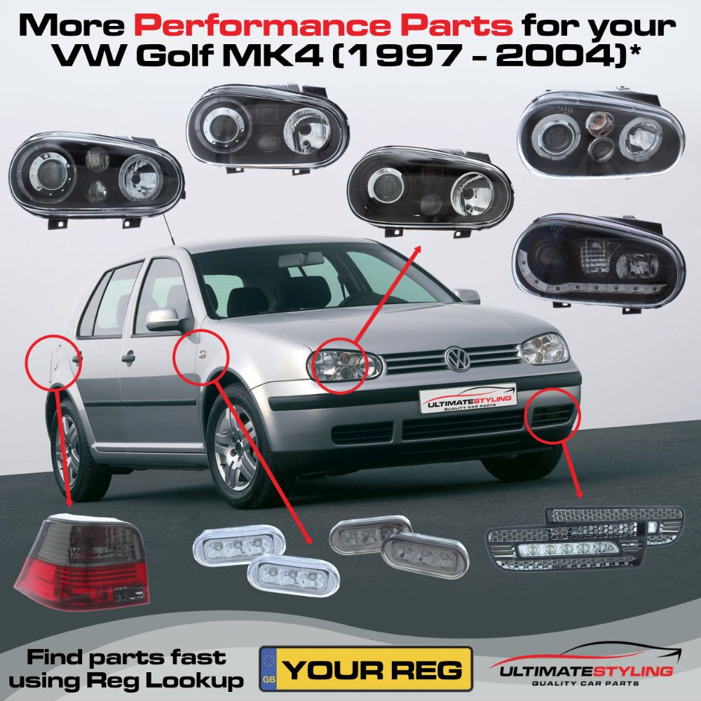 VW Golf Mk4 1997-2004 Upgrade Headlights Black inner LED DRL Projector Xenon Look