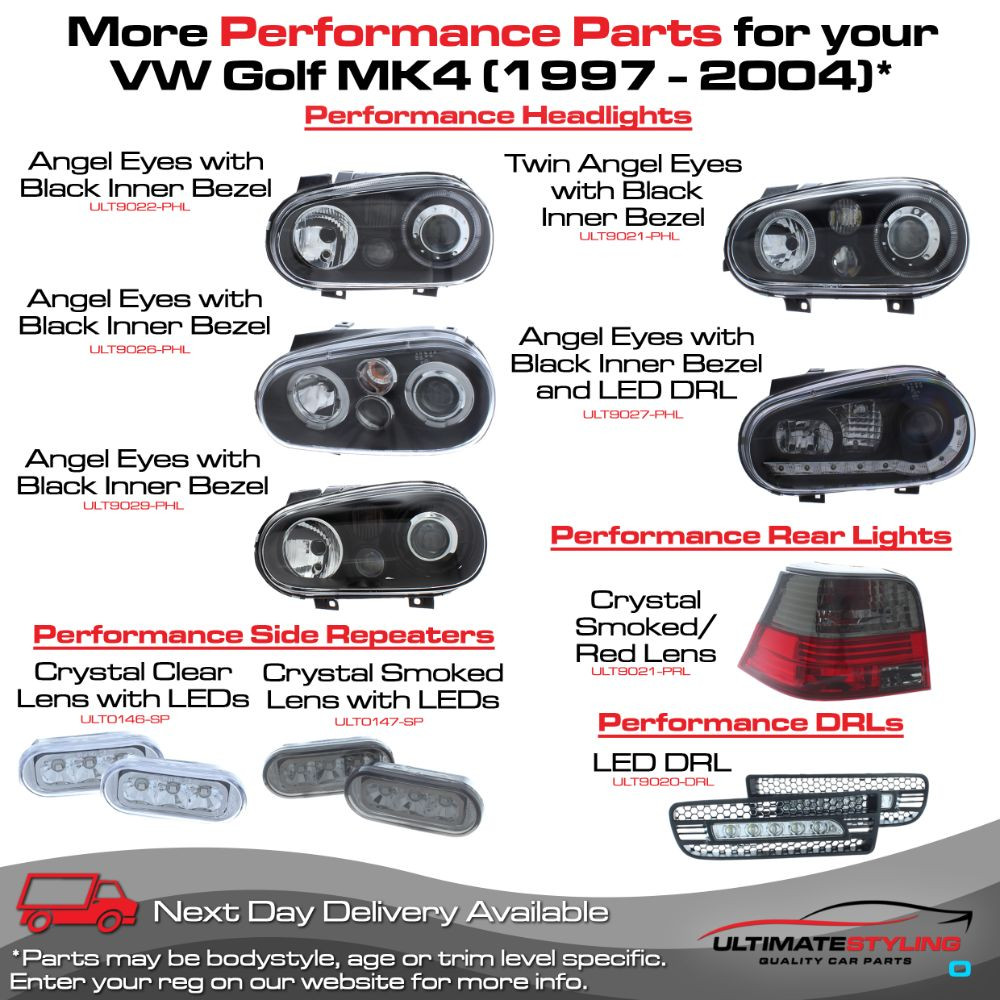 VW Golf Mk4 1997-2004 Upgrade Headlights Black inner LED DRL Projector Xenon Look