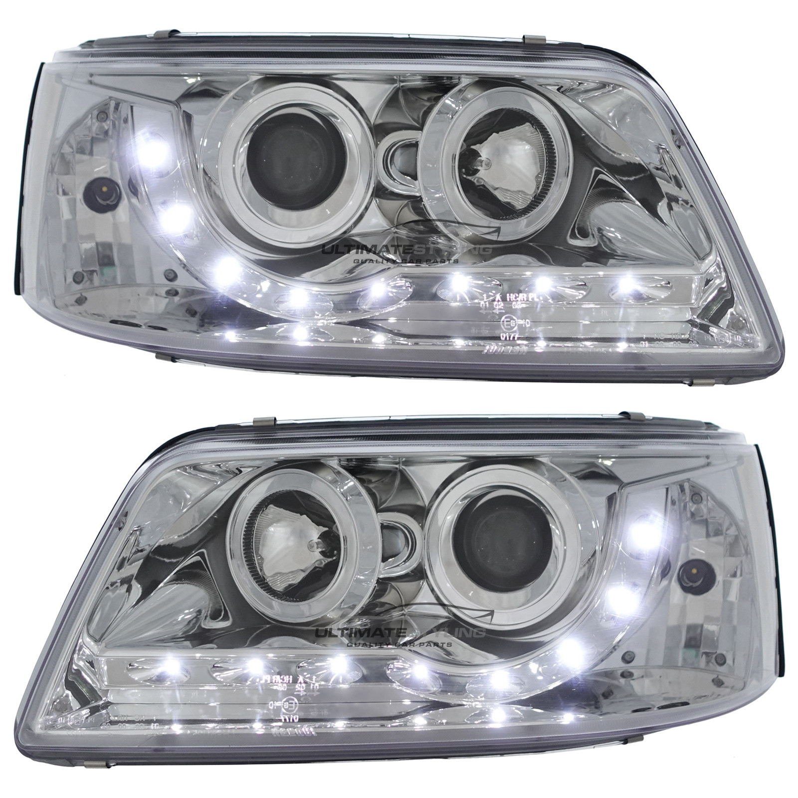 VW Transporter T5 2003-2010 Upgrade Headlights Chrome Inner LED DRL Projector Xenon Look