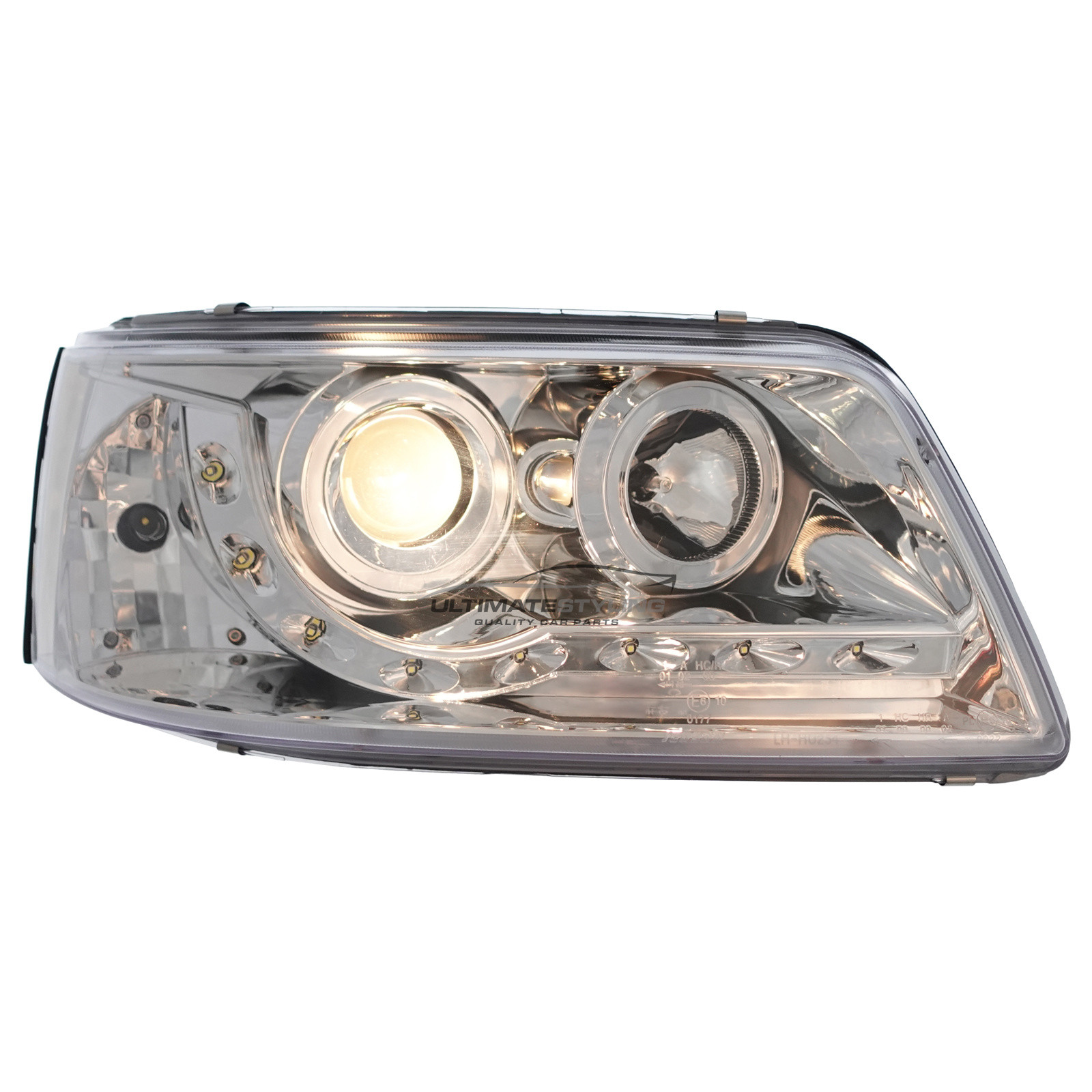 VW Transporter T5 2003-2010 Upgrade Headlights Chrome Inner LED DRL Projector Xenon Look