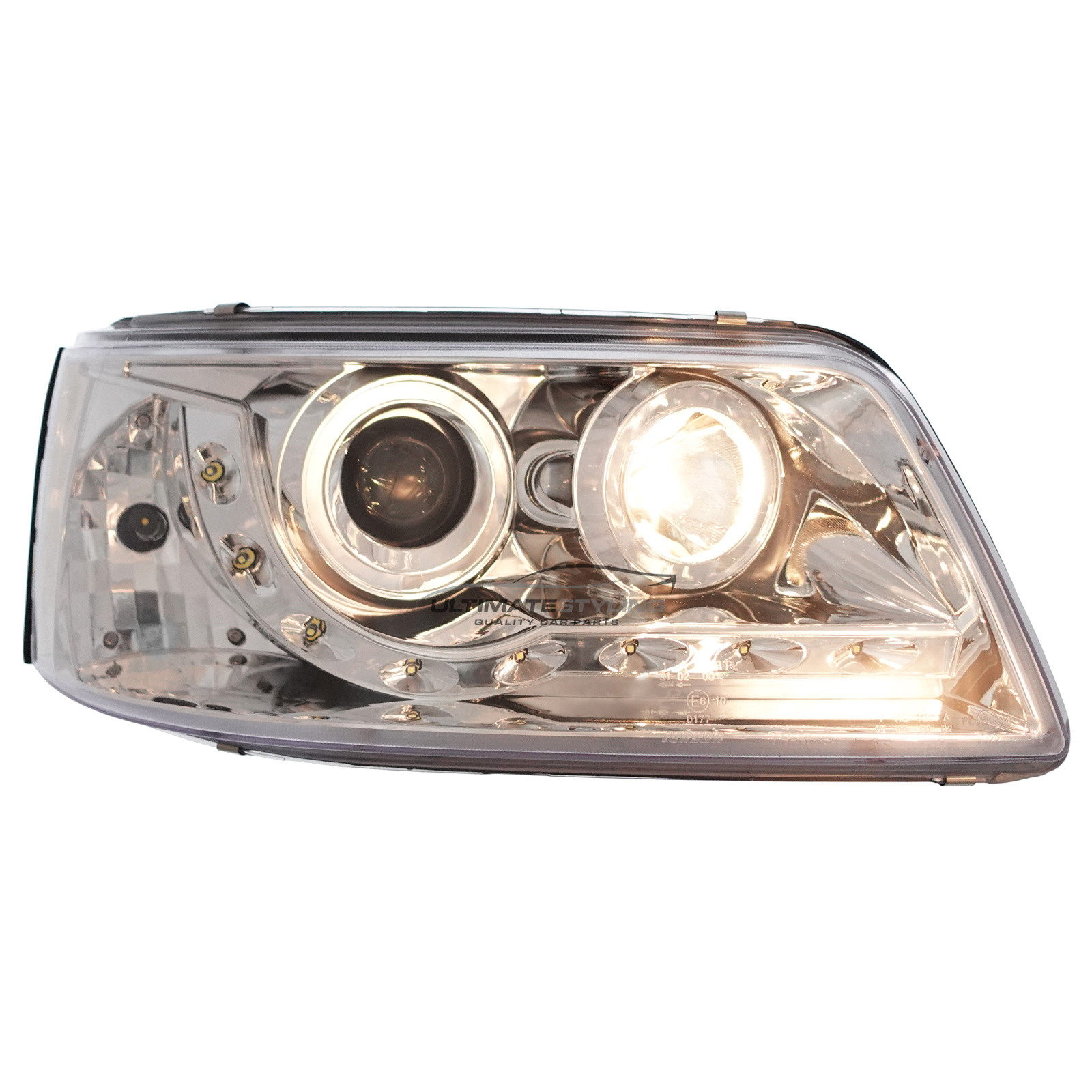 VW Transporter T5 2003-2010 Upgrade Headlights Chrome Inner LED DRL Projector Xenon Look