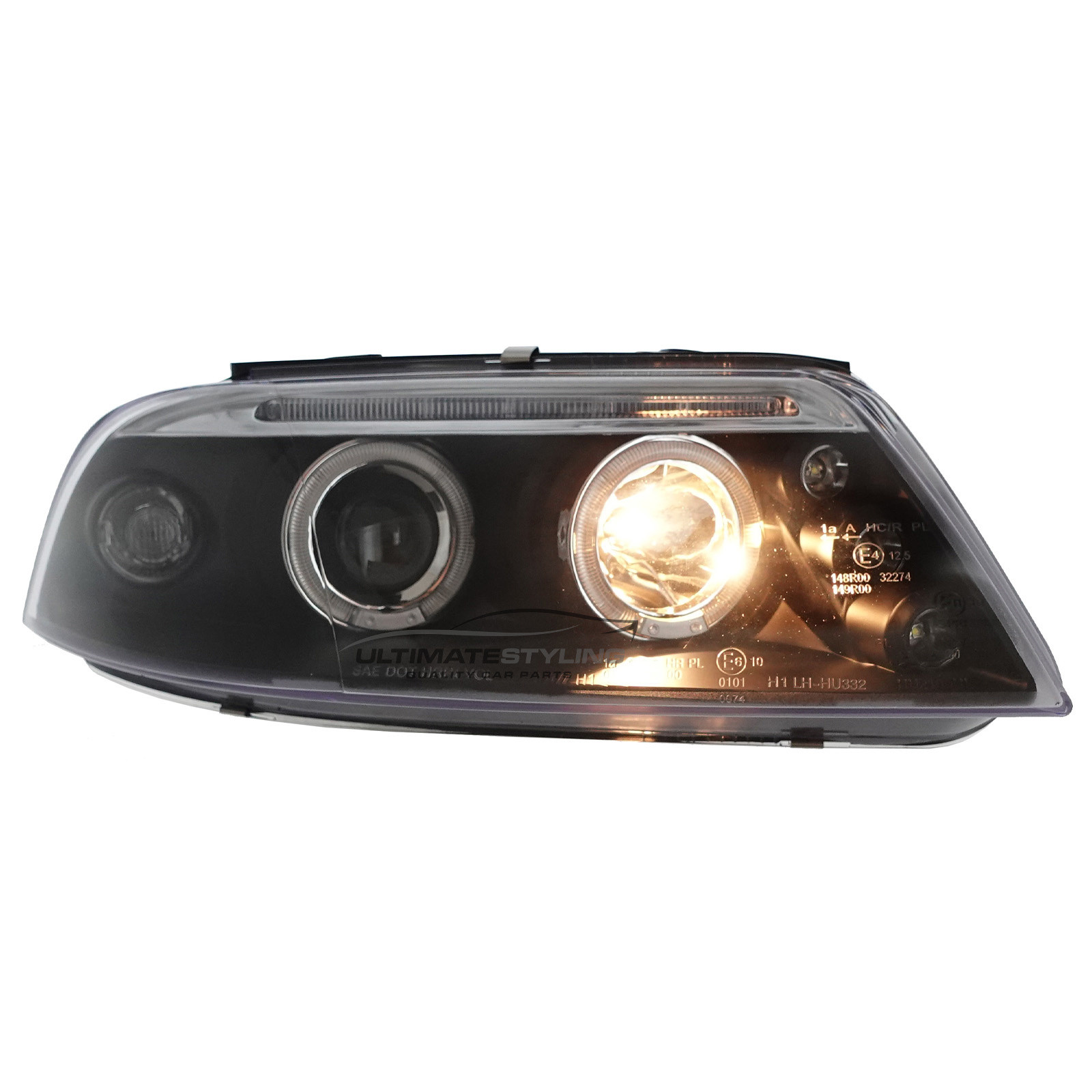 VW Passat B5.5 2000-2005 Upgrade Headlights Black inner LED Twin Angel Eyes Halo Projector Xenon Look