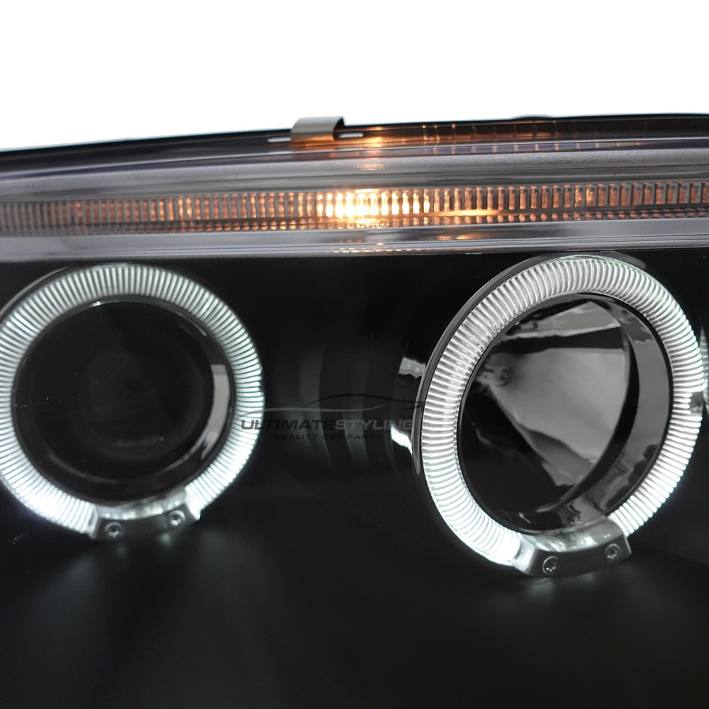 VW Passat B5.5 2000-2005 Upgrade Headlights Black inner LED Twin Angel Eyes Halo Projector Xenon Look