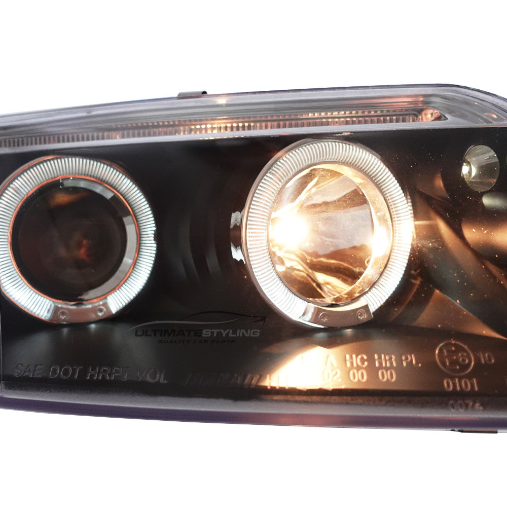 VW Passat B5.5 2000-2005 Upgrade Headlights Black inner LED Twin Angel Eyes Halo Projector Xenon Look