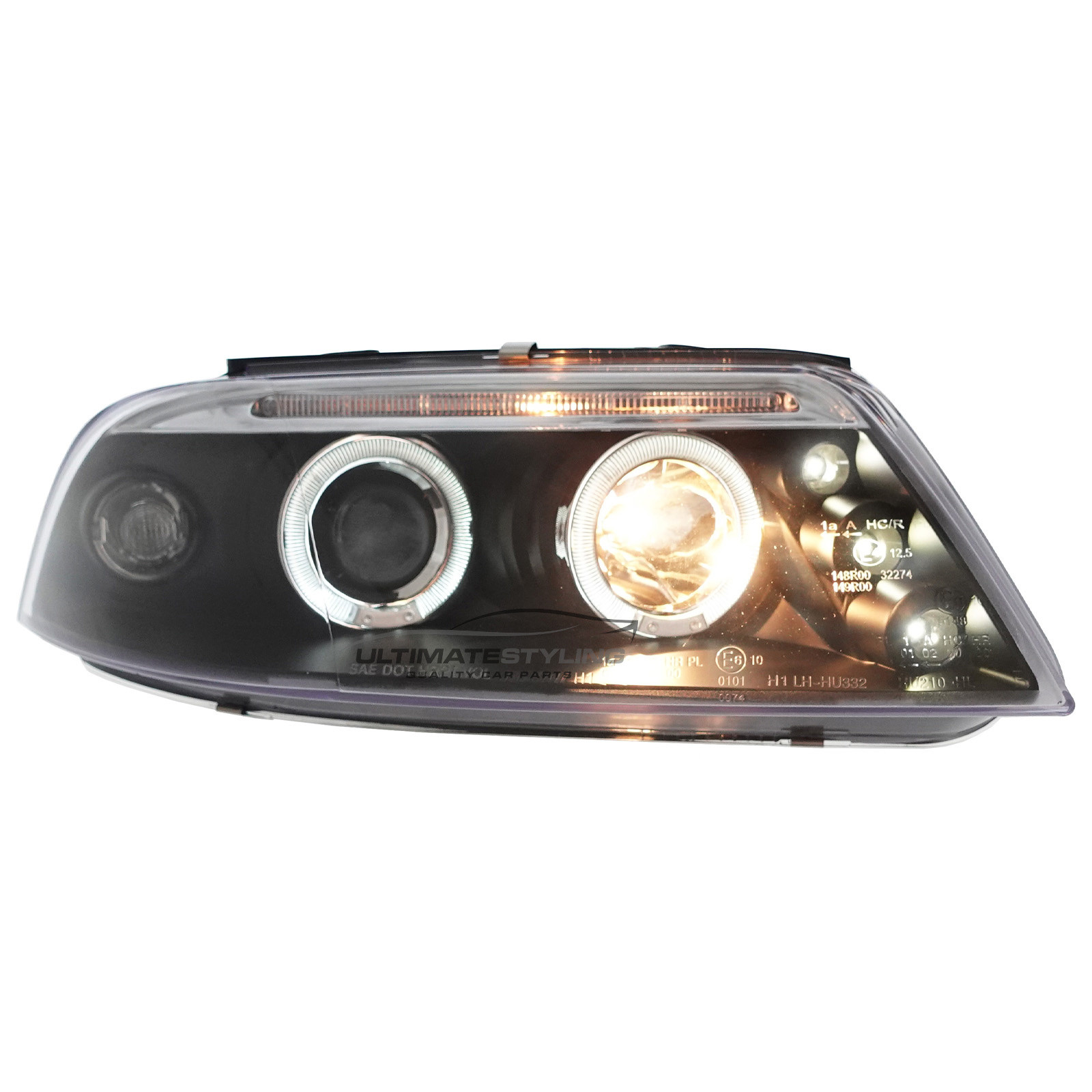 VW Passat B5.5 2000-2005 Upgrade Headlights Black inner LED Twin Angel Eyes Halo Projector Xenon Look