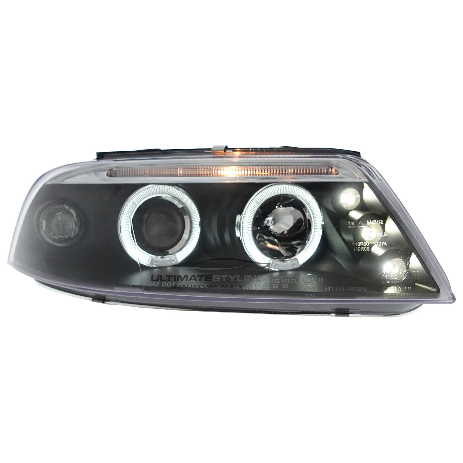 VW Passat B5.5 2000-2005 Upgrade Headlights Black inner LED Twin Angel Eyes Halo Projector Xenon Look