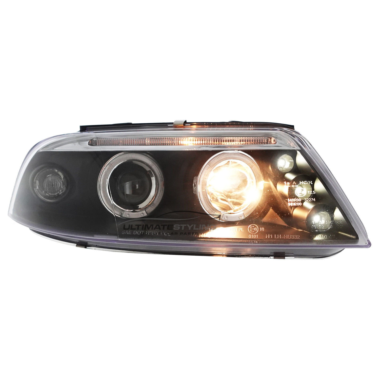 VW Passat B5.5 2000-2005 Upgrade Headlights Black inner LED Twin Angel Eyes Halo Projector Xenon Look