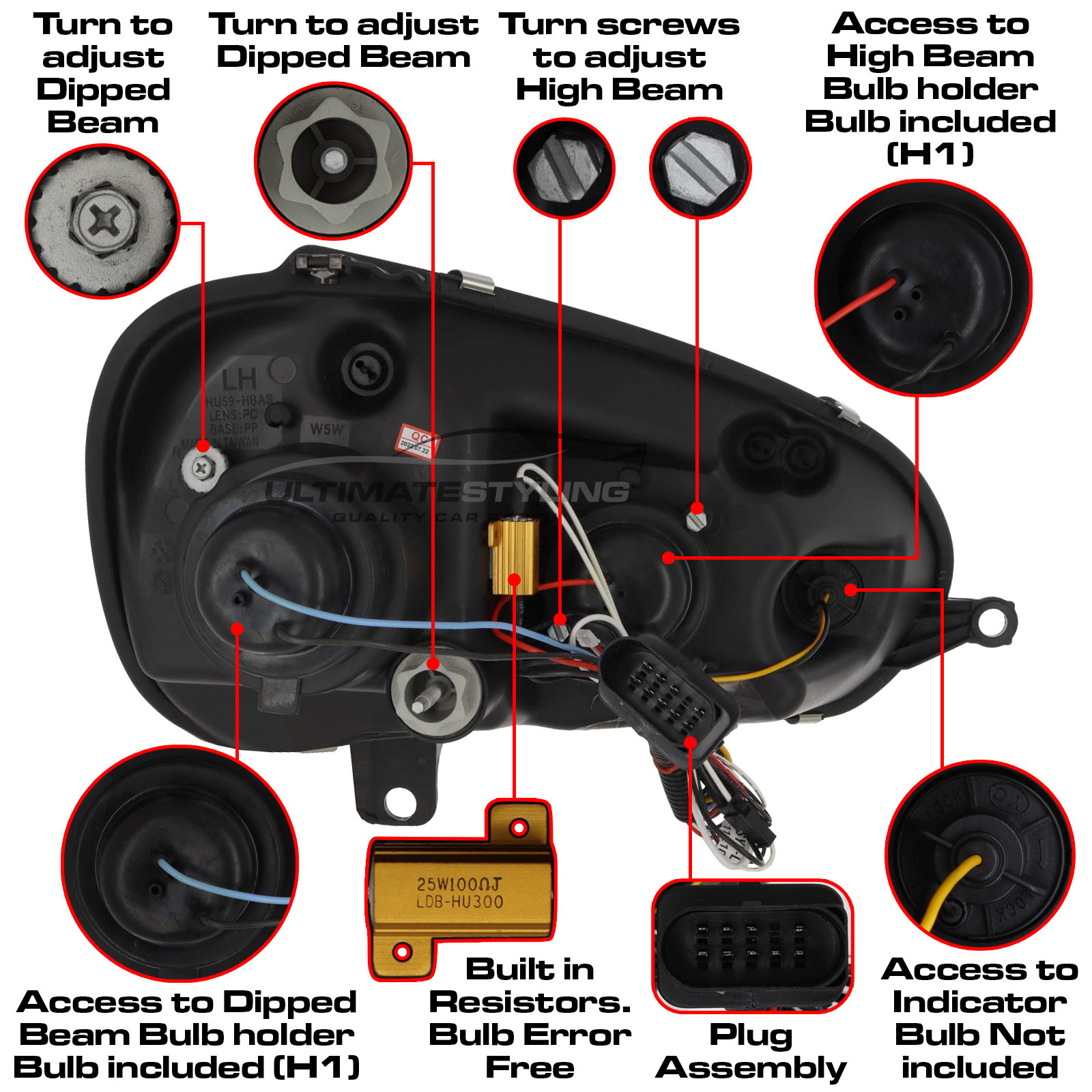 VW Golf Mk5 2003-2009 and Jetta 2006-2011 Upgrade Headlights Black Inner LED DRL Projector Xenon Look