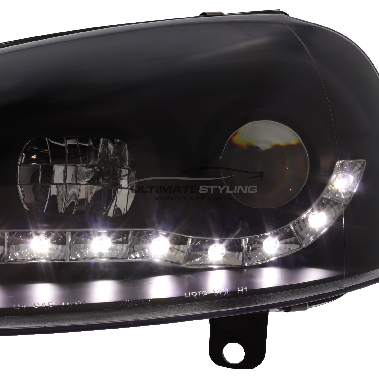 VW Golf Mk5 2003-2009 and Jetta 2006-2011 Upgrade Headlights Black Inner LED DRL Projector Xenon Look