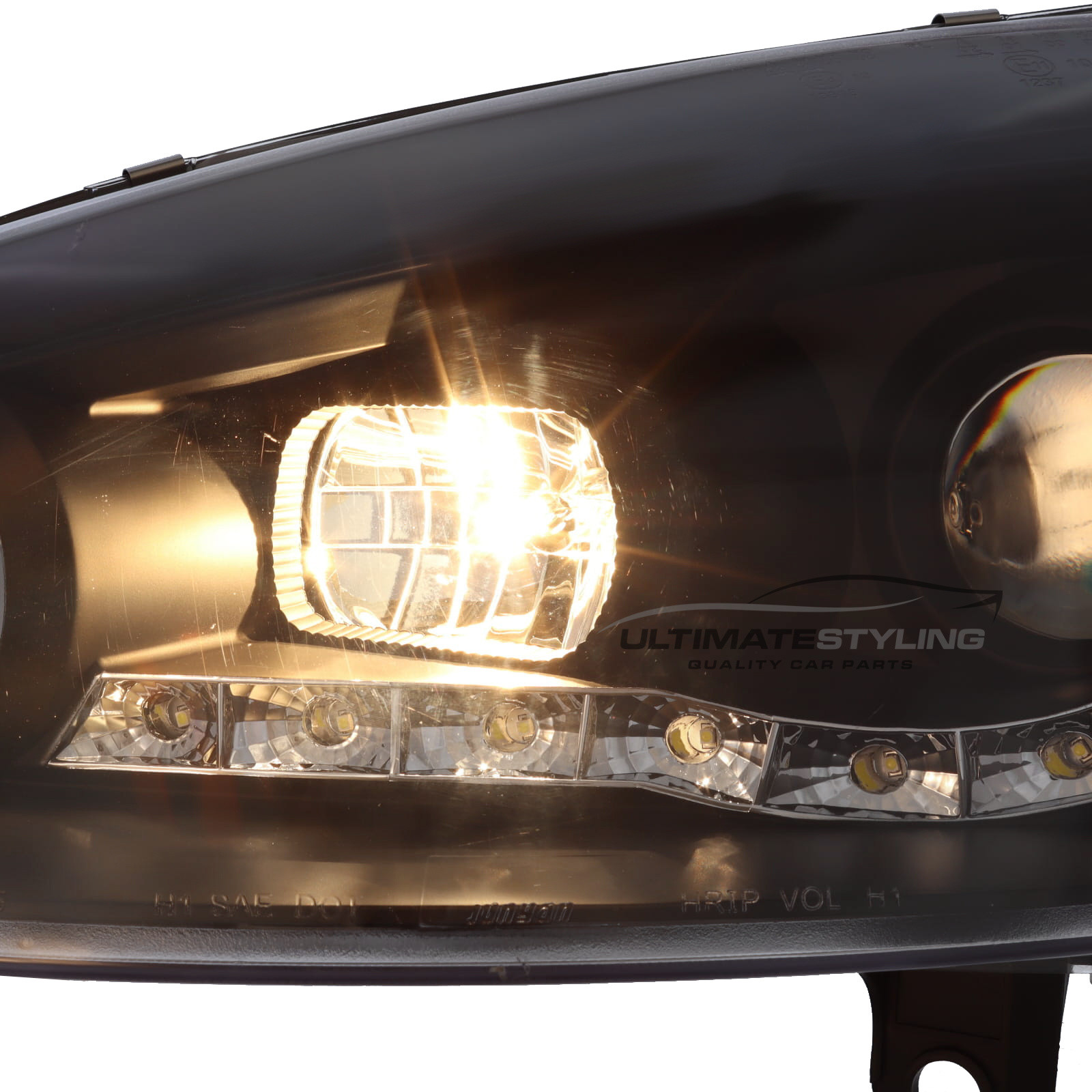 VW Golf Mk5 2003-2009 and Jetta 2006-2011 Upgrade Headlights Black Inner LED DRL Projector Xenon Look