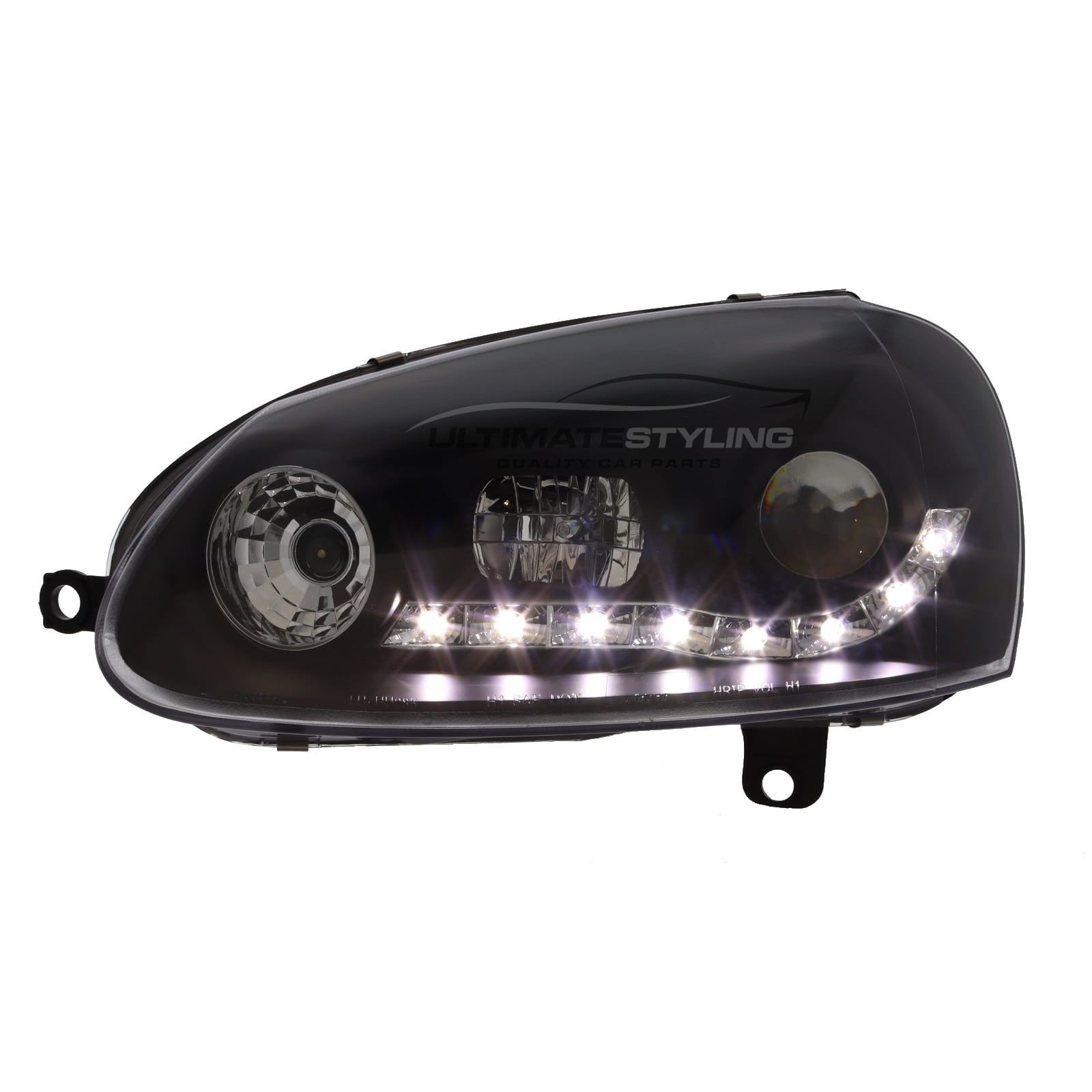 VW Golf Mk5 2003-2009 and Jetta 2006-2011 Upgrade Headlights Black Inner LED DRL Projector Xenon Look