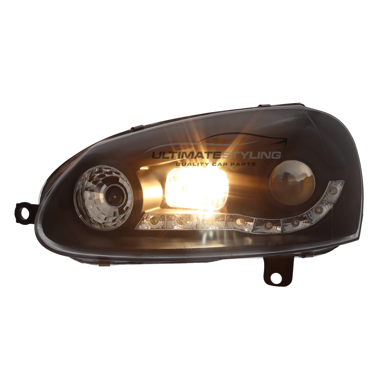 VW Golf Mk5 2003-2009 and Jetta 2006-2011 Upgrade Headlights Black Inner LED DRL Projector Xenon Look