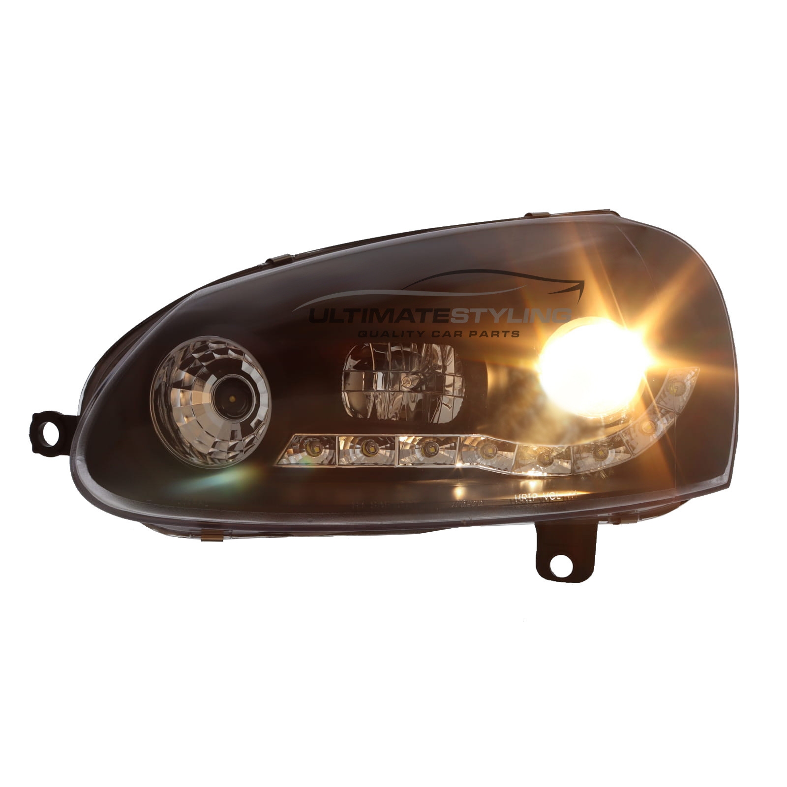 VW Golf Mk5 2003-2009 and Jetta 2006-2011 Upgrade Headlights Black Inner LED DRL Projector Xenon Look