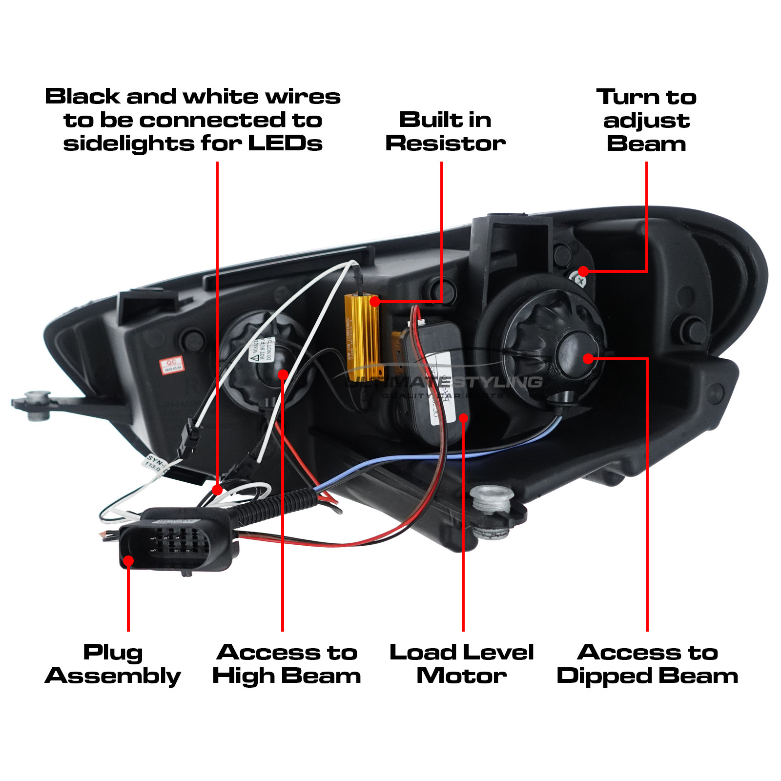 VW Scirocco 2008-2015 Upgrade Headlights Black inner Projector Xenon Look