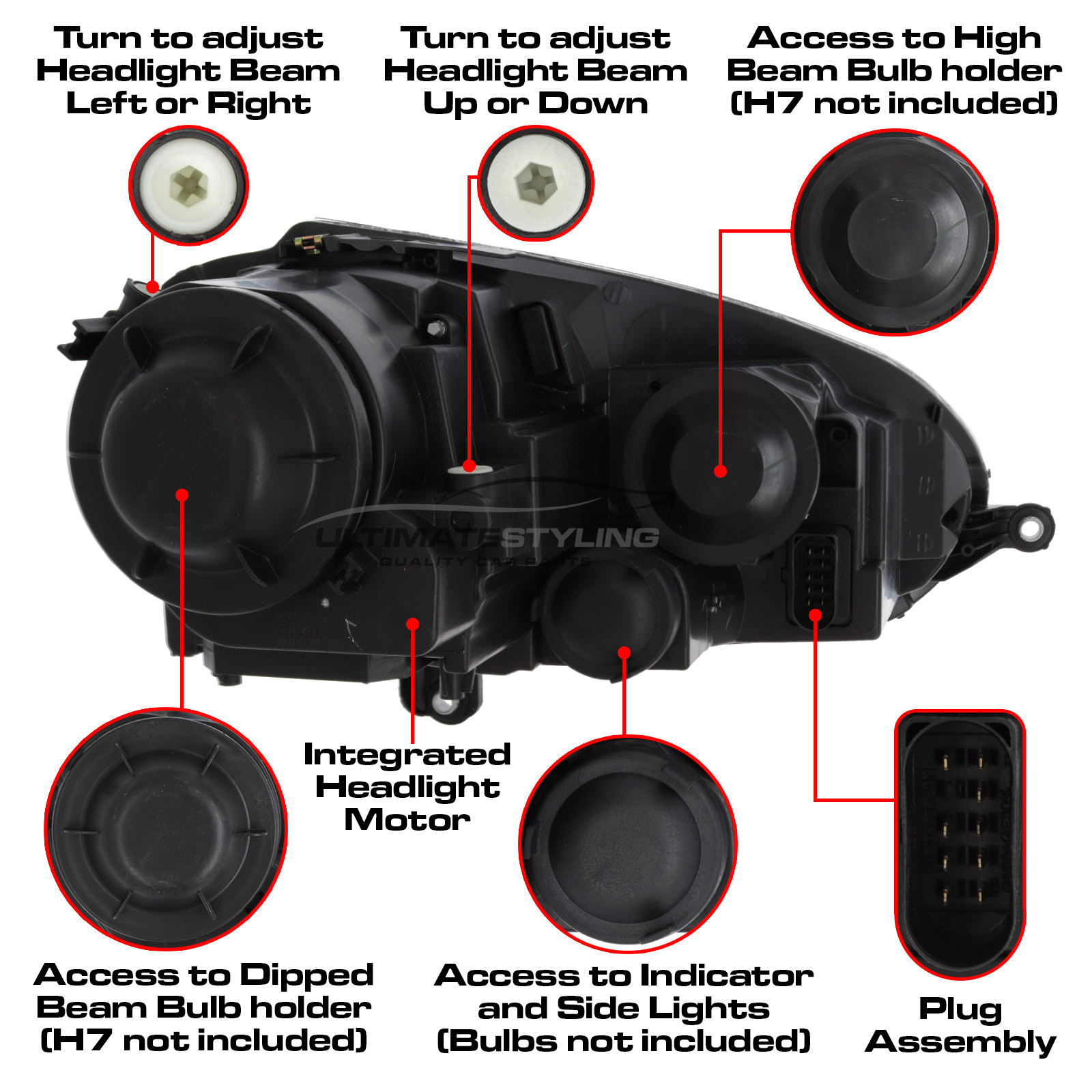 VW Golf Mk5 2003-2009 and Jetta 2006-2011 GTi R32 Style Upgrade Headlights Projectors Xenon look