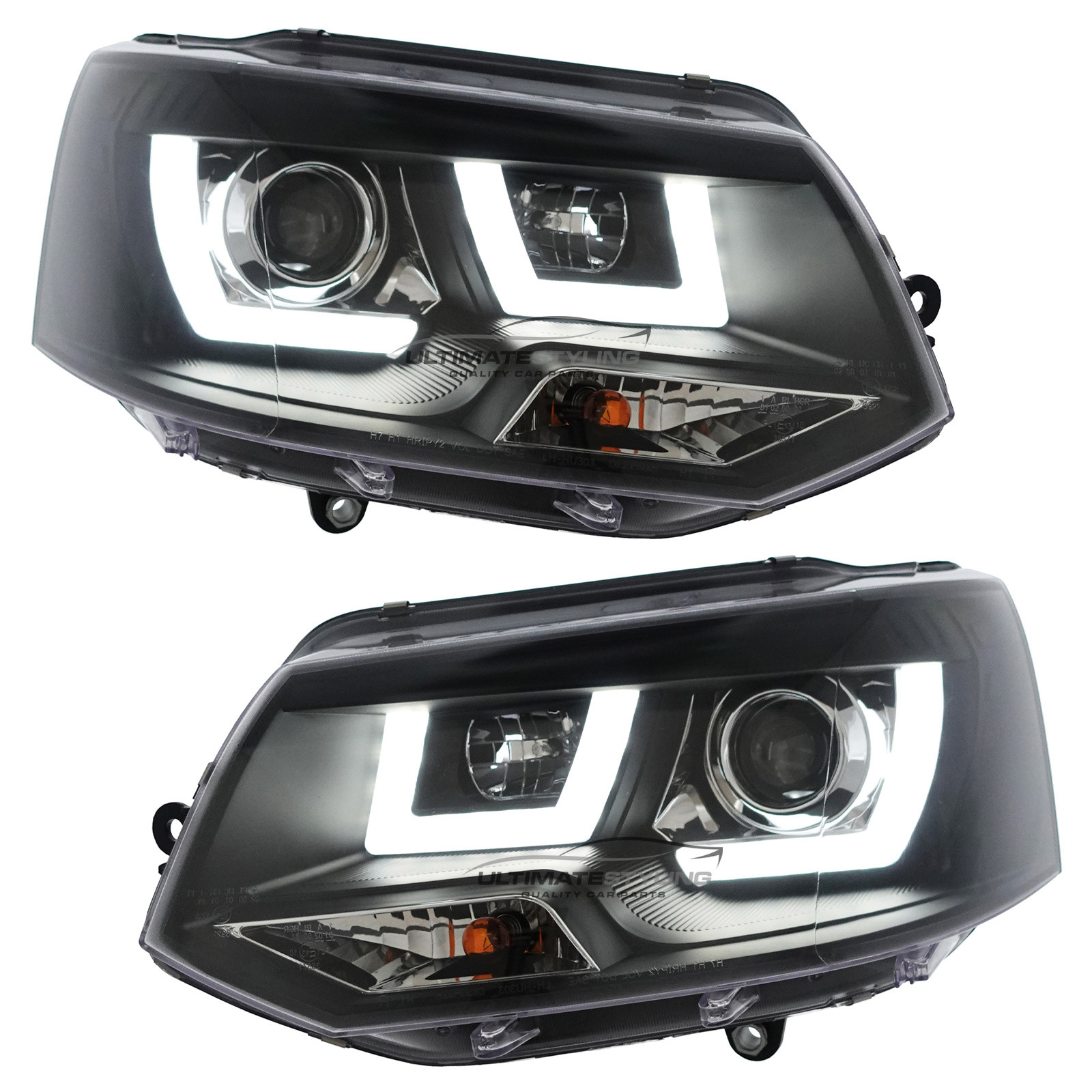 VW Transporter T5.1 2010-2015 Upgrade Headlights LED Lightbar DRL Black Inner Projector Xenon Look