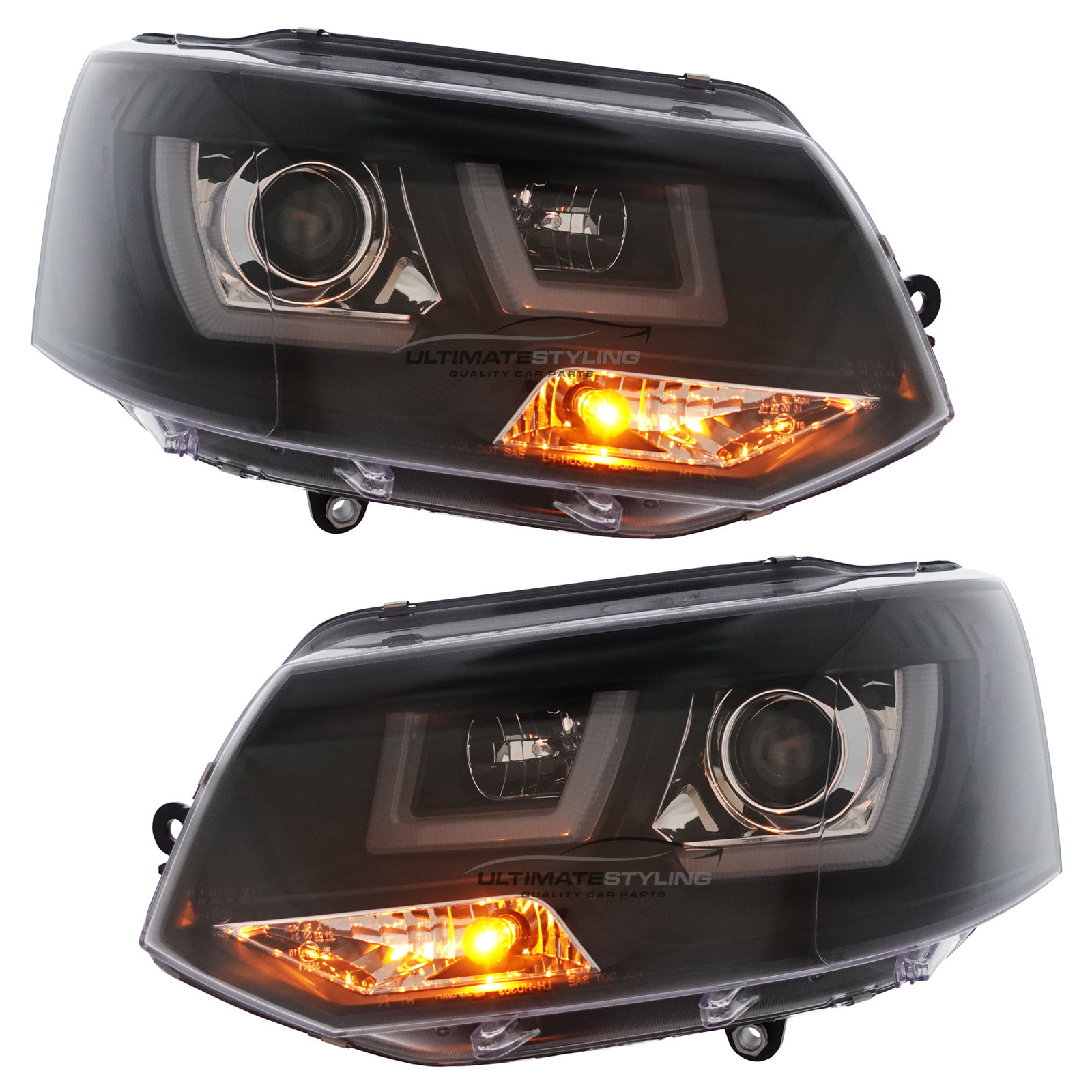 VW Transporter T5.1 2010-2015 Upgrade Headlights LED Lightbar DRL Black Inner Projector Xenon Look