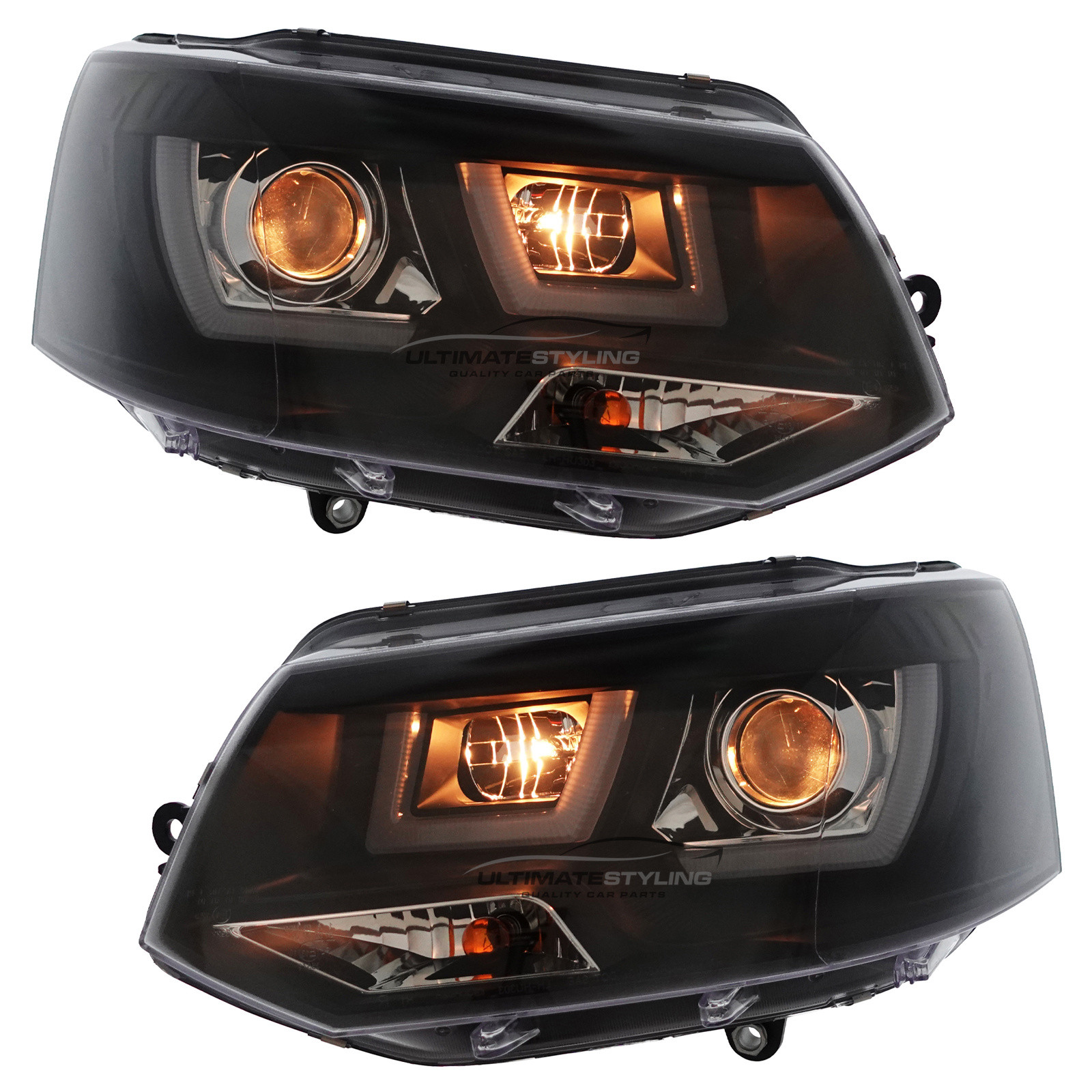 VW Transporter T5.1 2010-2015 Upgrade Headlights LED Lightbar DRL Black Inner Projector Xenon Look