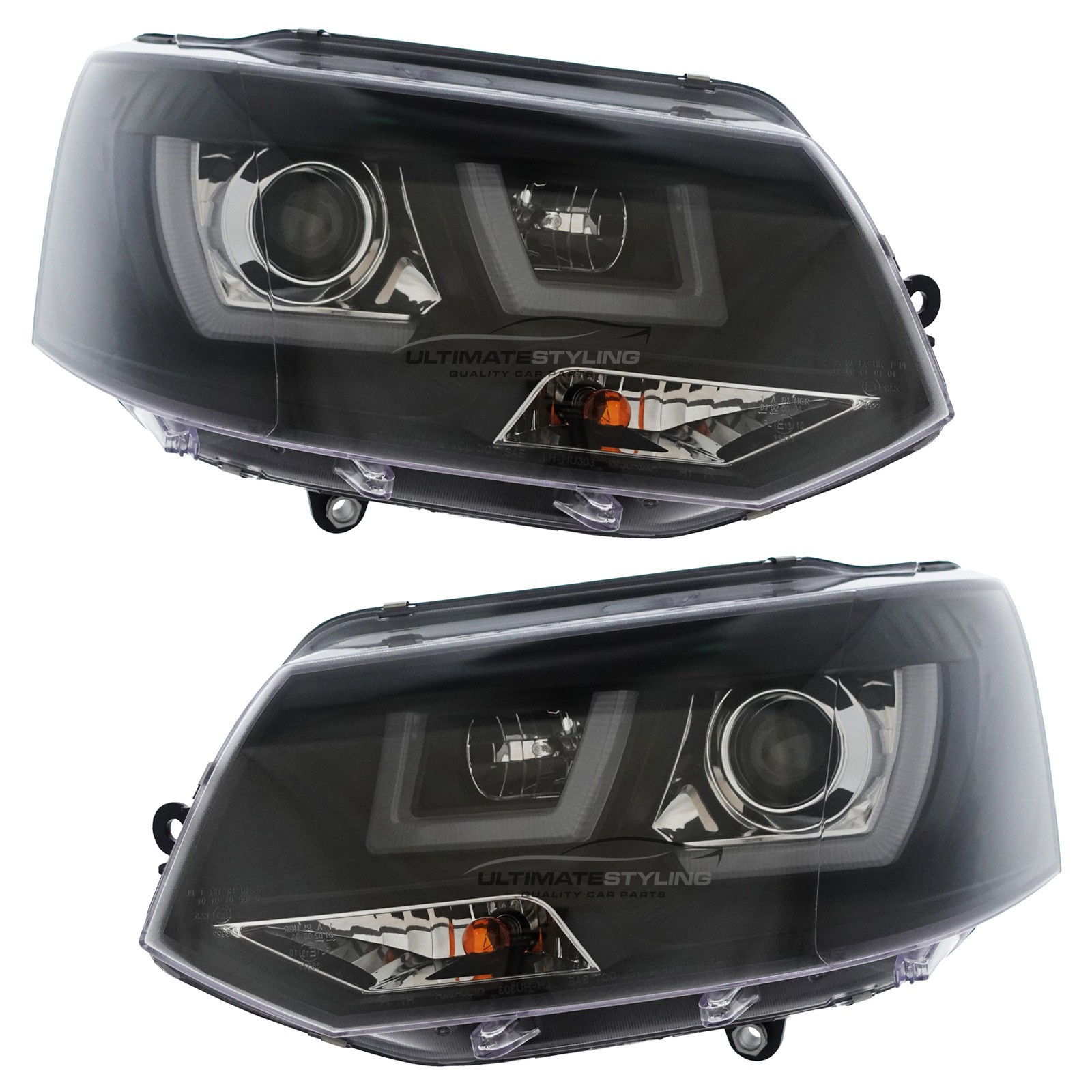VW Transporter T5.1 2010-2015 Upgrade Headlights LED Lightbar DRL Black Inner Projector Xenon Look
