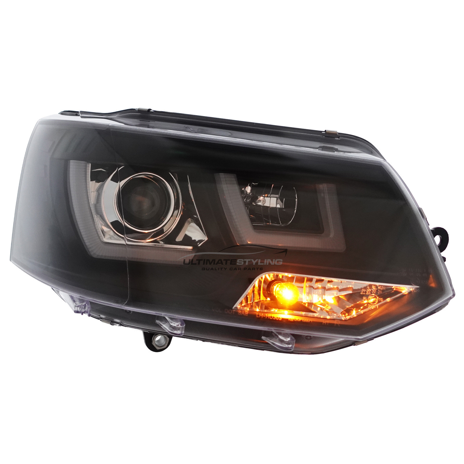 VW Transporter T5.1 2010-2015 Upgrade Headlights LED Lightbar DRL Black Inner Projector Xenon Look