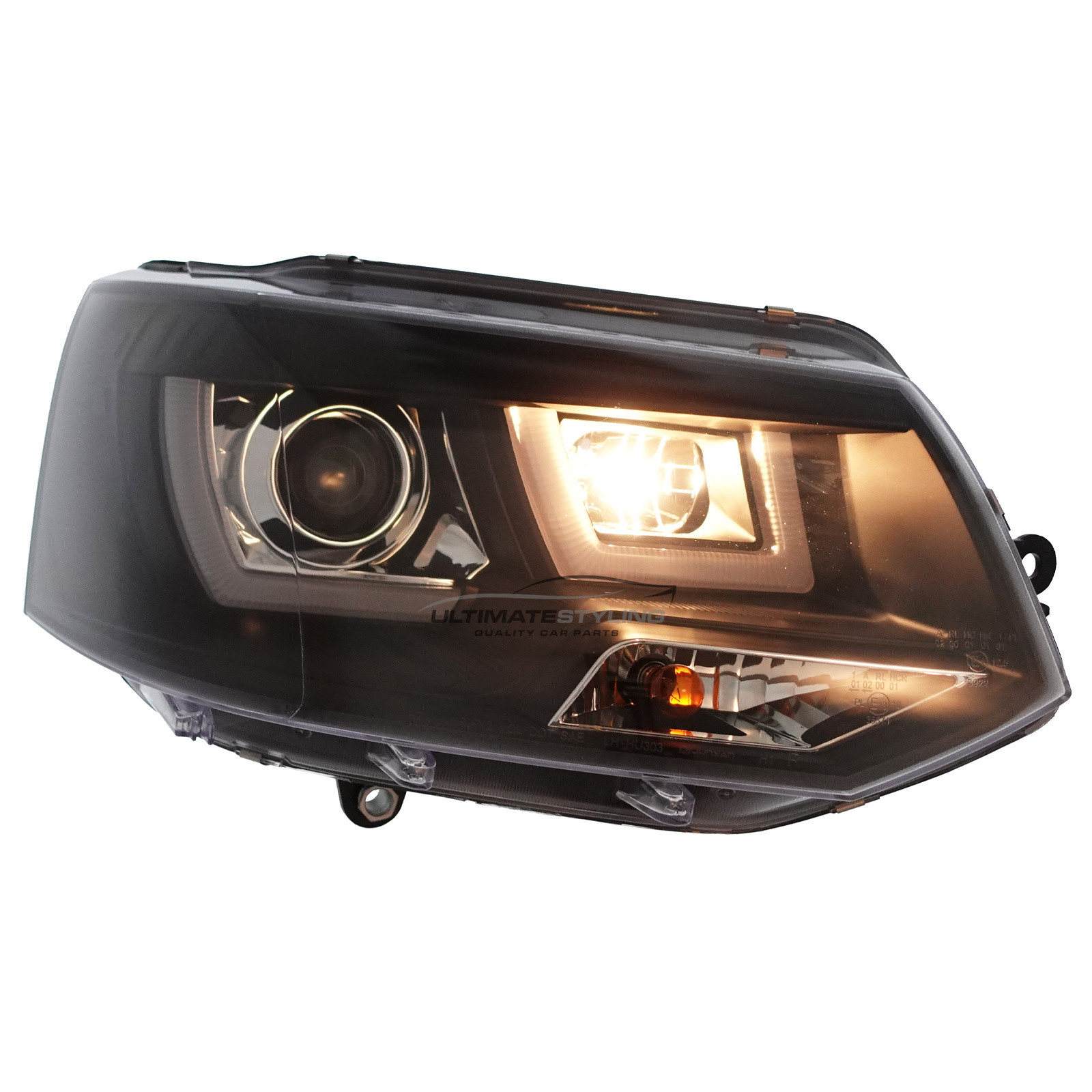 VW Transporter T5.1 2010-2015 Upgrade Headlights LED Lightbar DRL Black Inner Projector Xenon Look