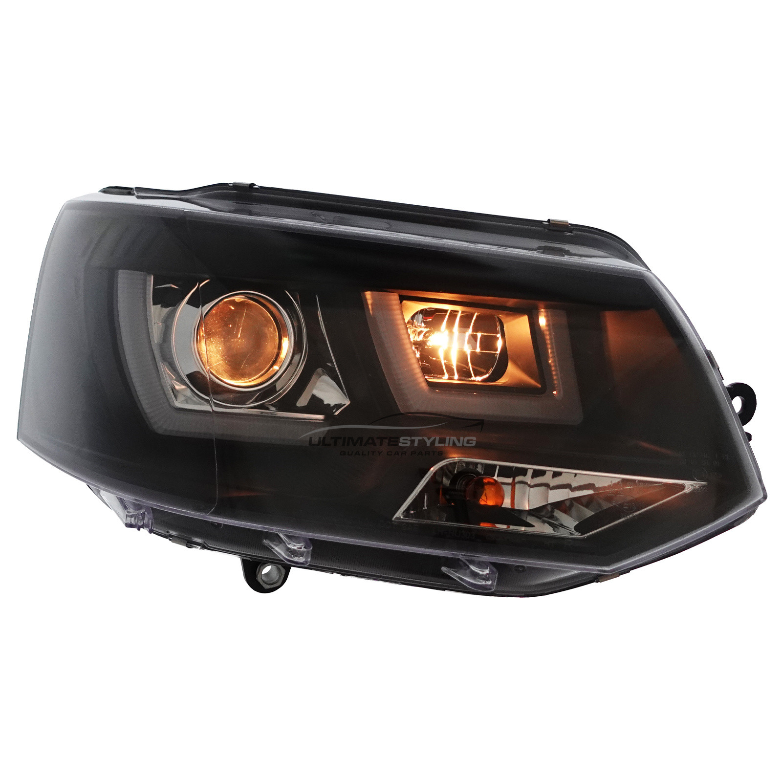 VW Transporter T5.1 2010-2015 Upgrade Headlights LED Lightbar DRL Black Inner Projector Xenon Look