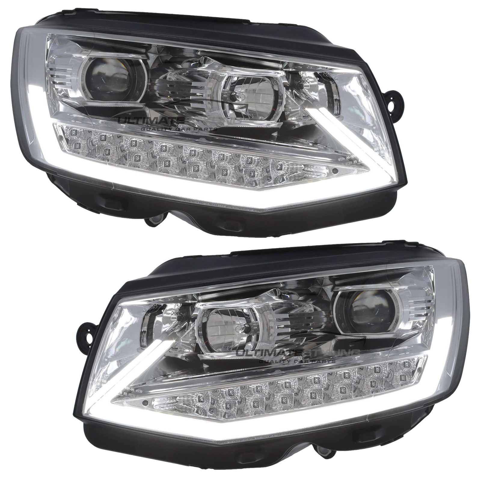 VW Transporter T6 2015-2020 LED DRL Projector Headlights Headlamps Chrome Inner LED Indicators
