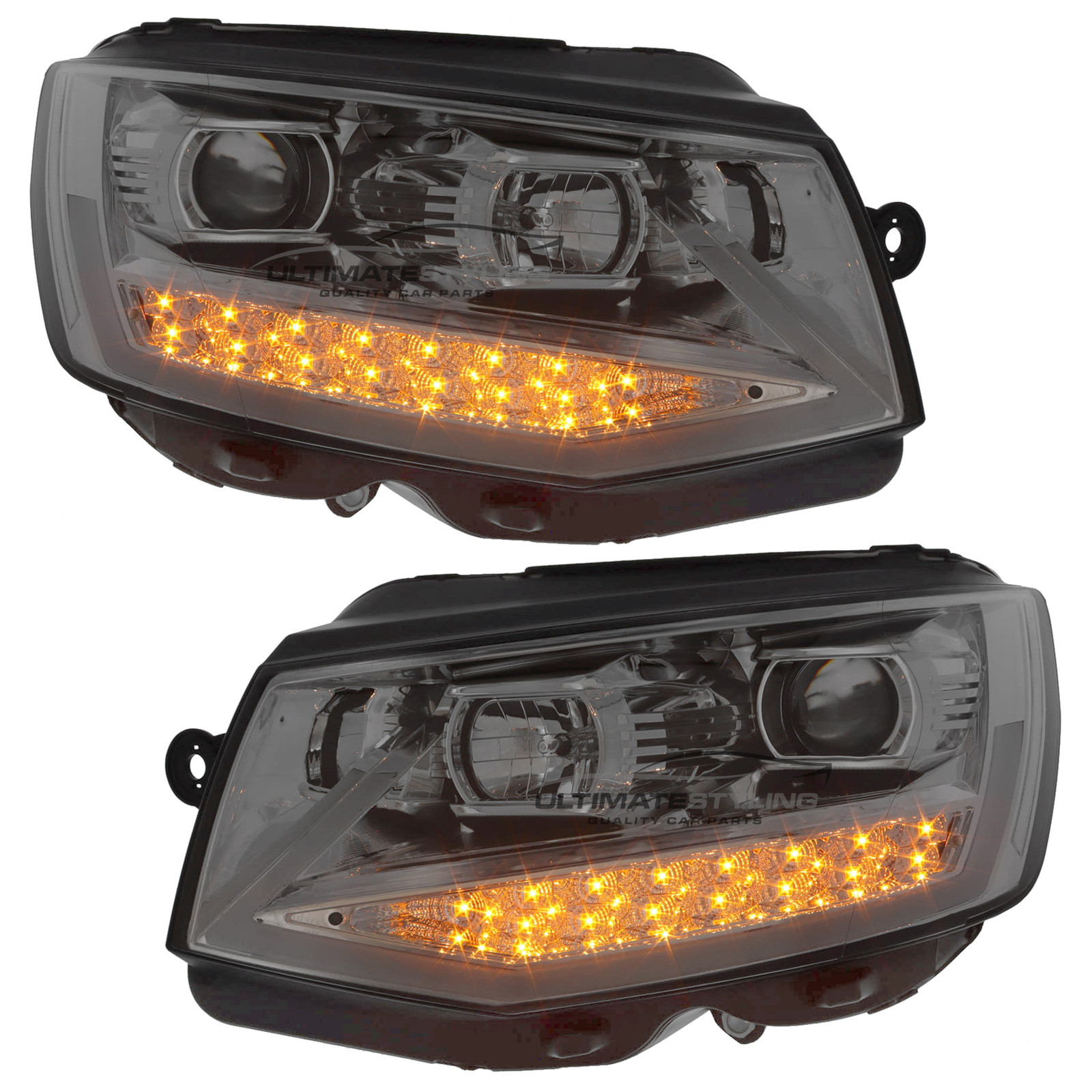 VW Transporter T6 2015-2020 LED DRL Projector Headlights Headlamps Chrome Inner LED Indicators