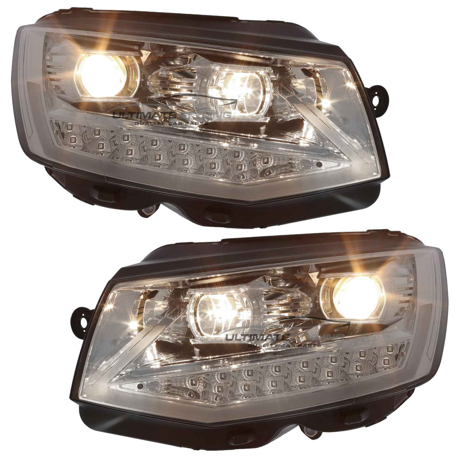VW Transporter T6 2015-2020 LED DRL Projector Headlights Headlamps Chrome Inner LED Indicators