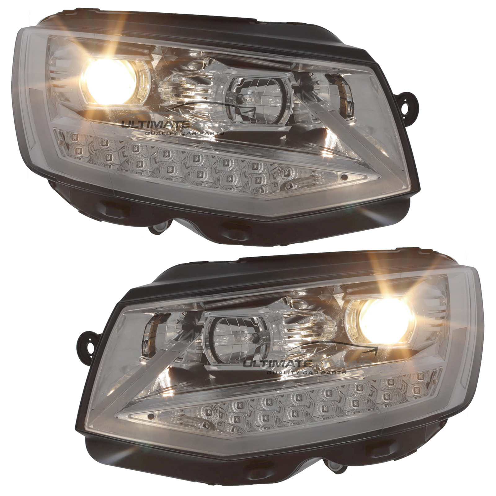 VW Transporter T6 2015-2020 LED DRL Projector Headlights Headlamps Chrome Inner LED Indicators
